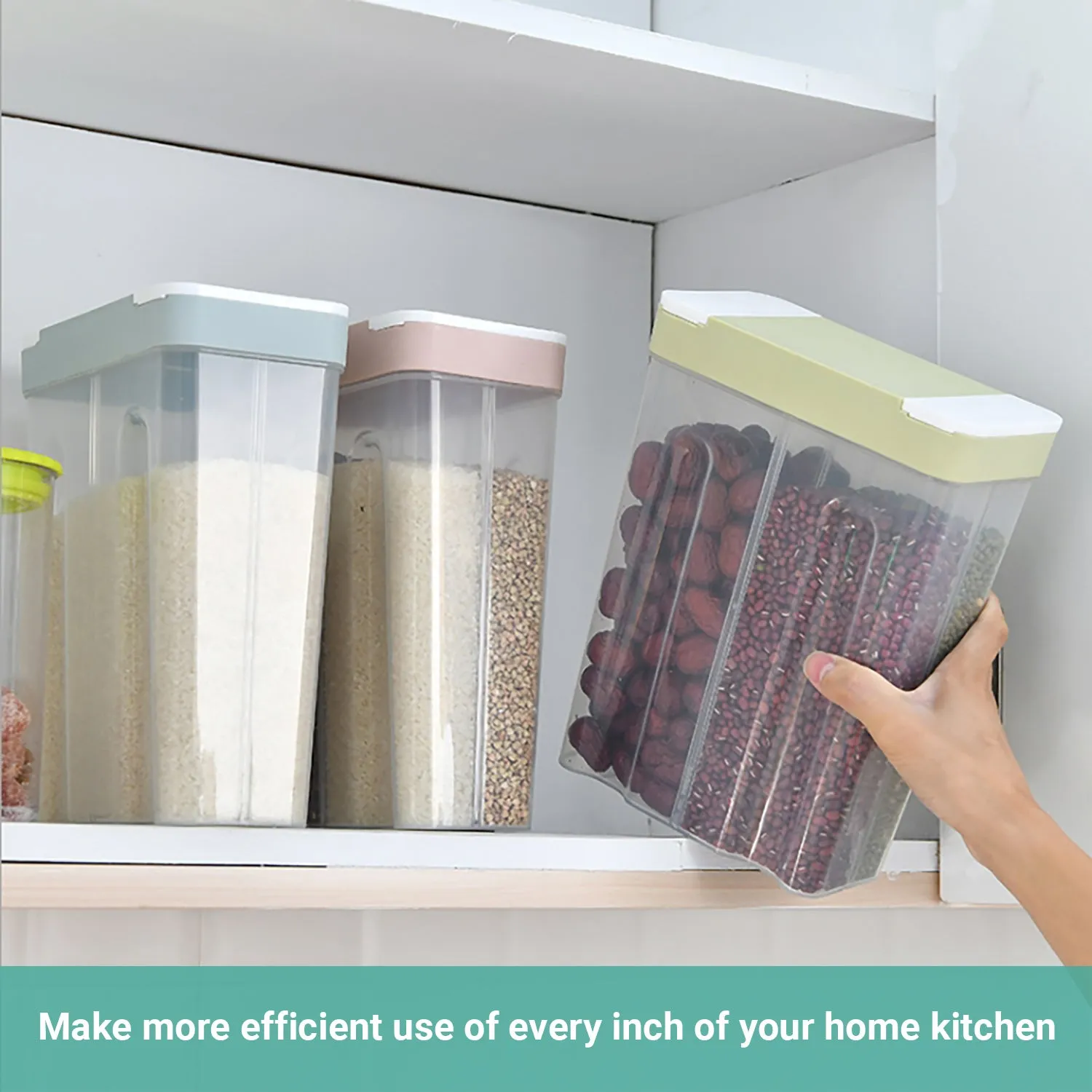 2x Lecluse Kitchen Food Storage Container Cereal Dispenser Dry Goods Bin Lid