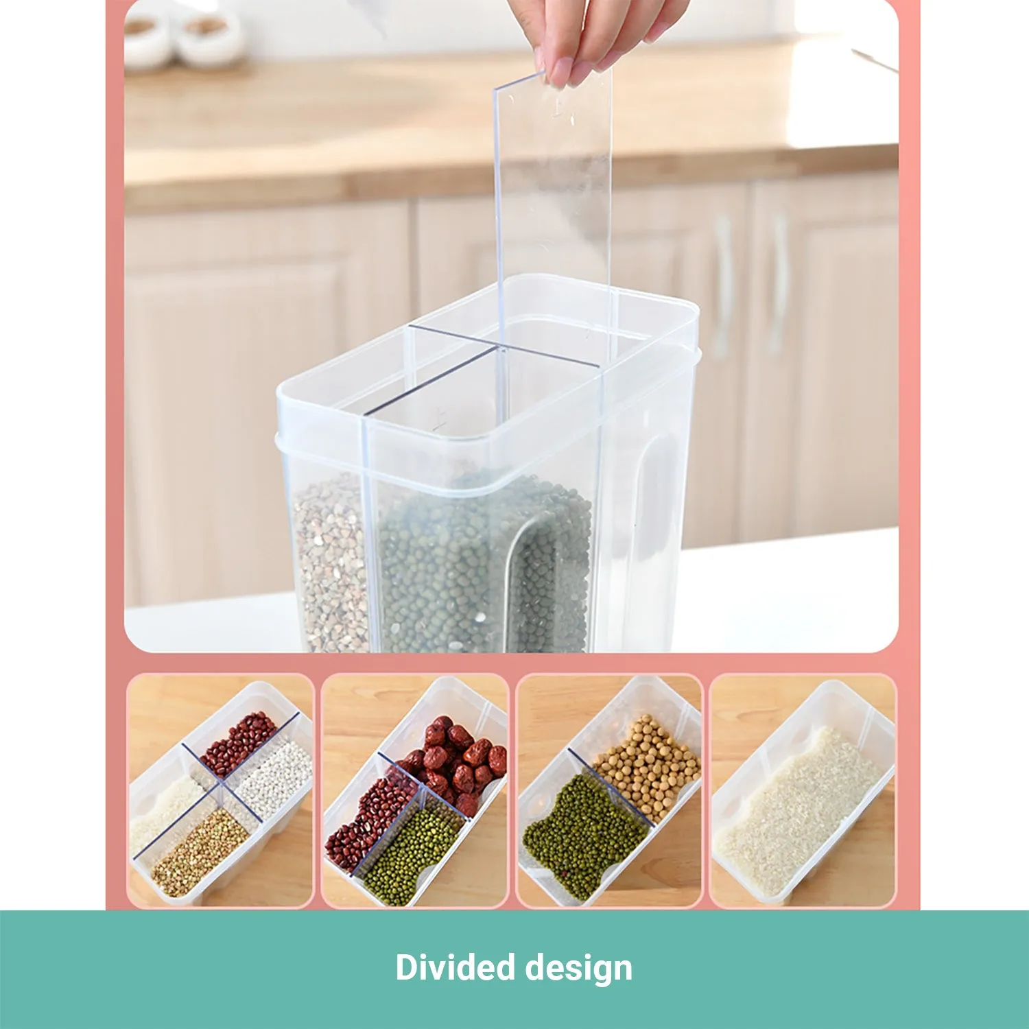 2x Lecluse Kitchen Food Storage Container Cereal Dispenser Dry Goods Bin Lid