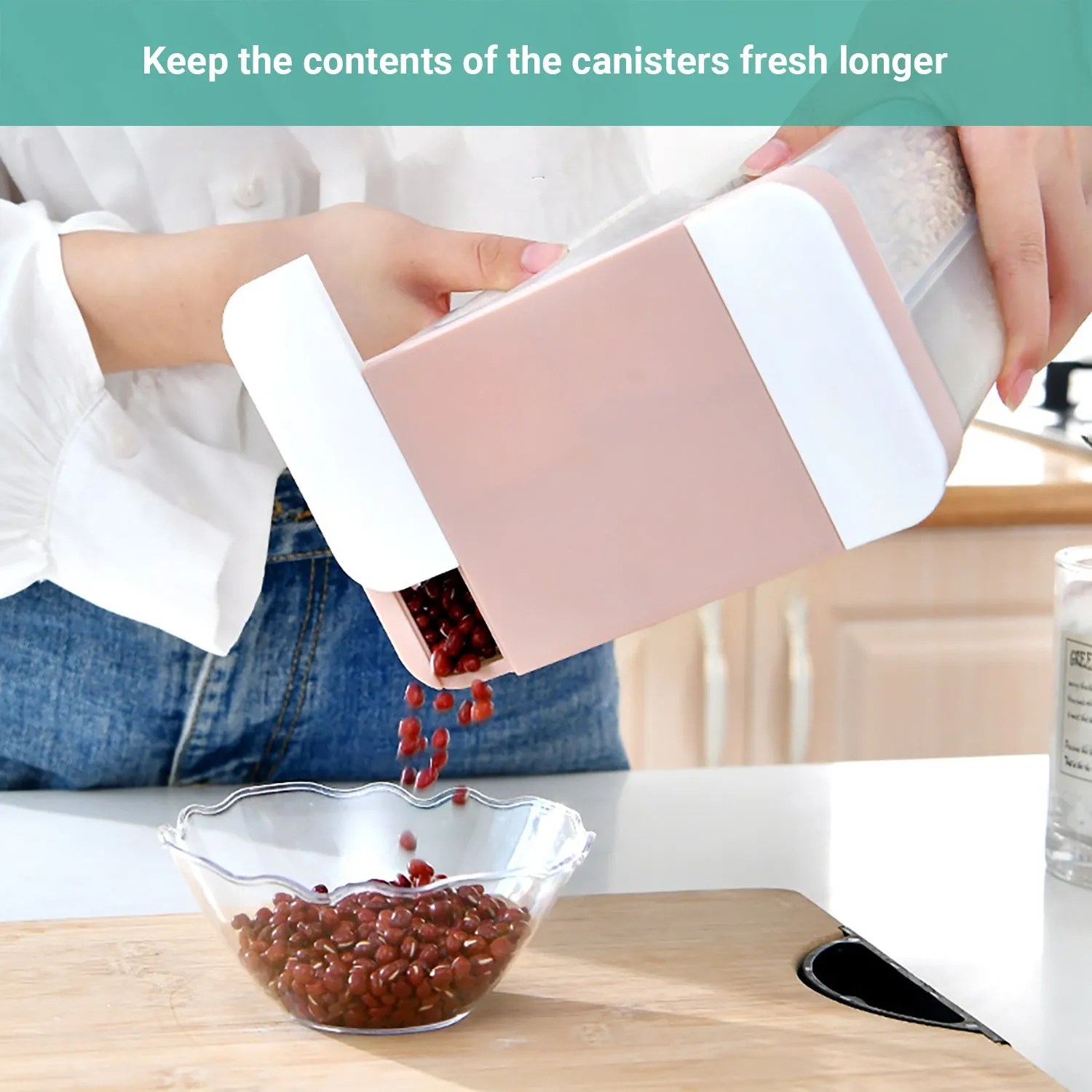 2x Lecluse Kitchen Food Storage Container Cereal Dispenser Dry Goods Bin Lid