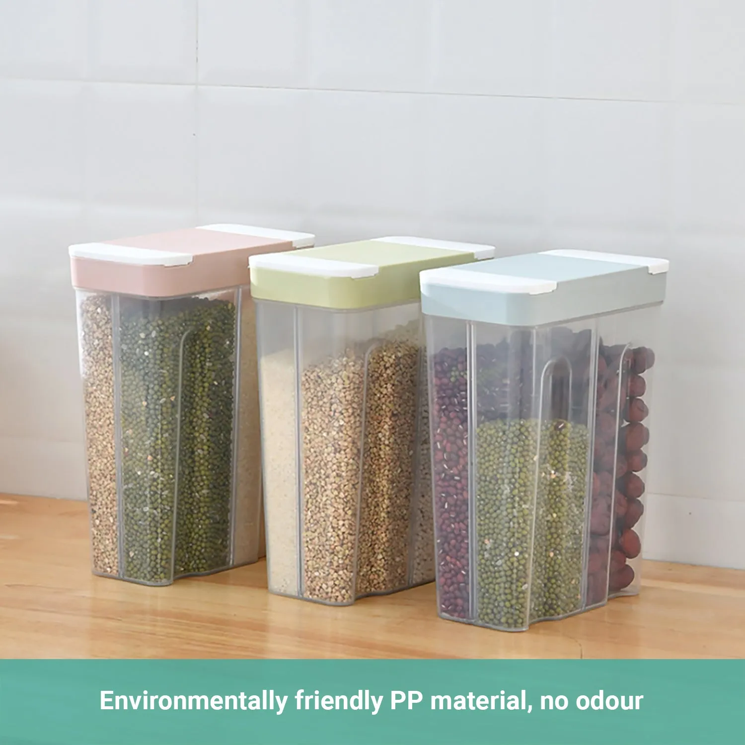 2x Lecluse Kitchen Food Storage Container Cereal Dispenser Dry Goods Bin Lid