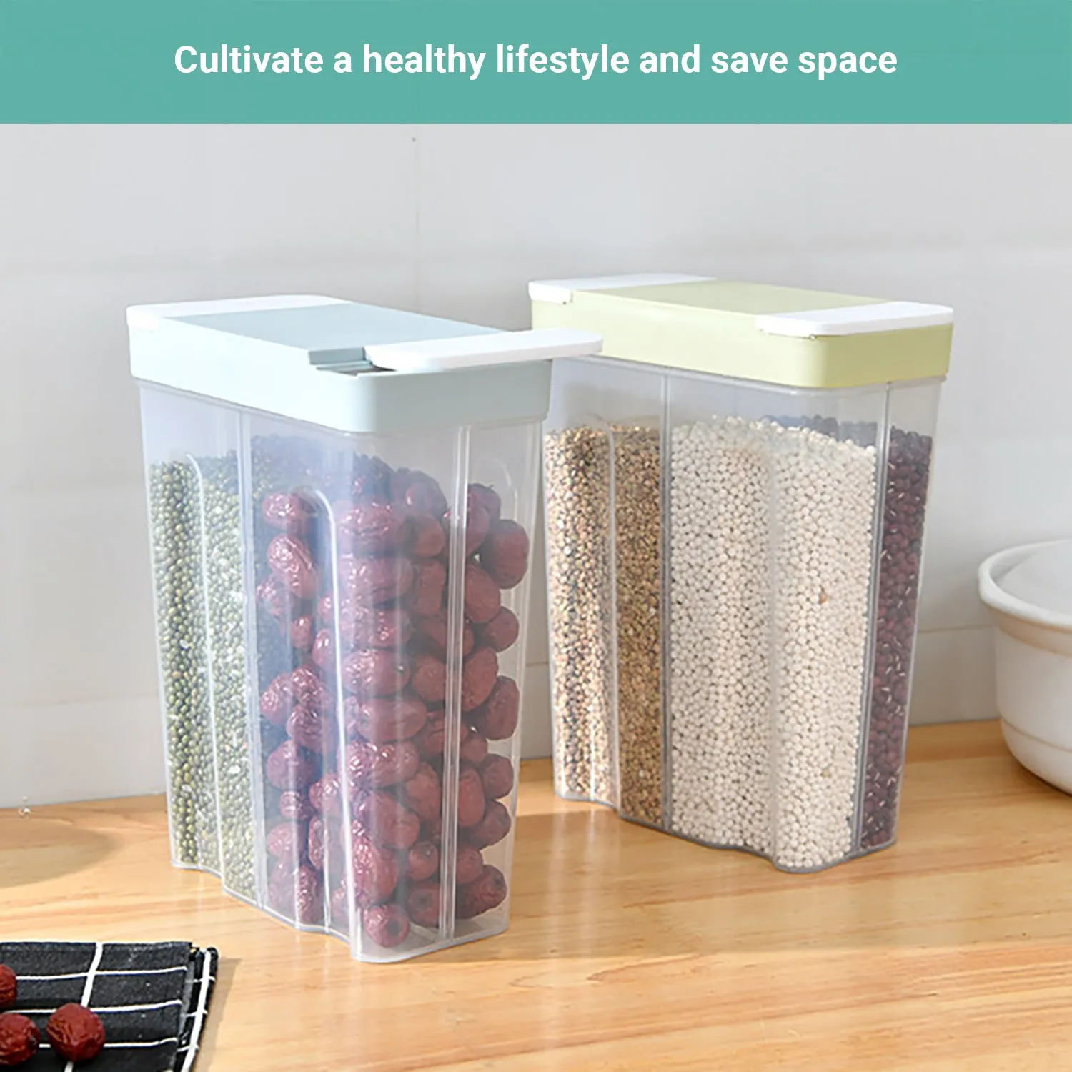 2x Lecluse Kitchen Food Storage Container Cereal Dispenser Dry Goods Bin Lid
