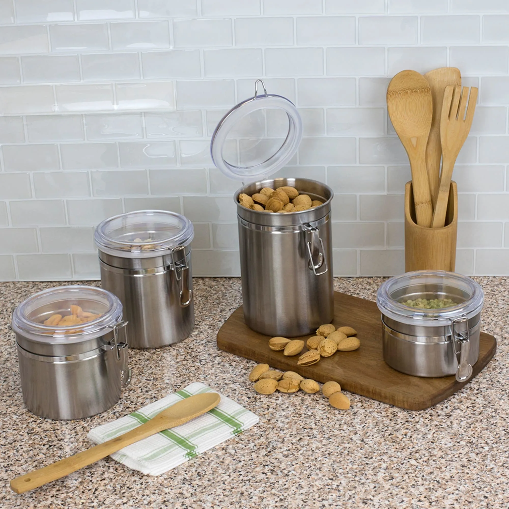 4 Piece Stainless Steel Canister Set