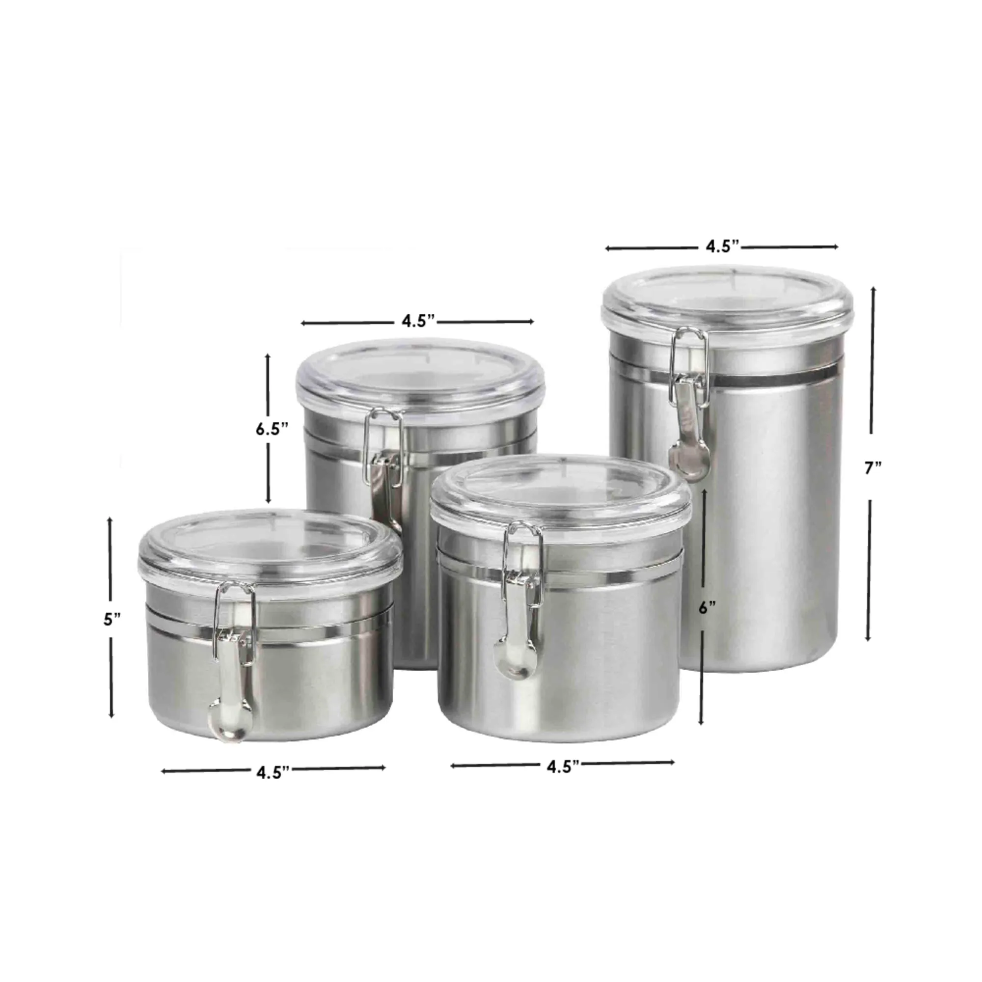 4 Piece Stainless Steel Canister Set