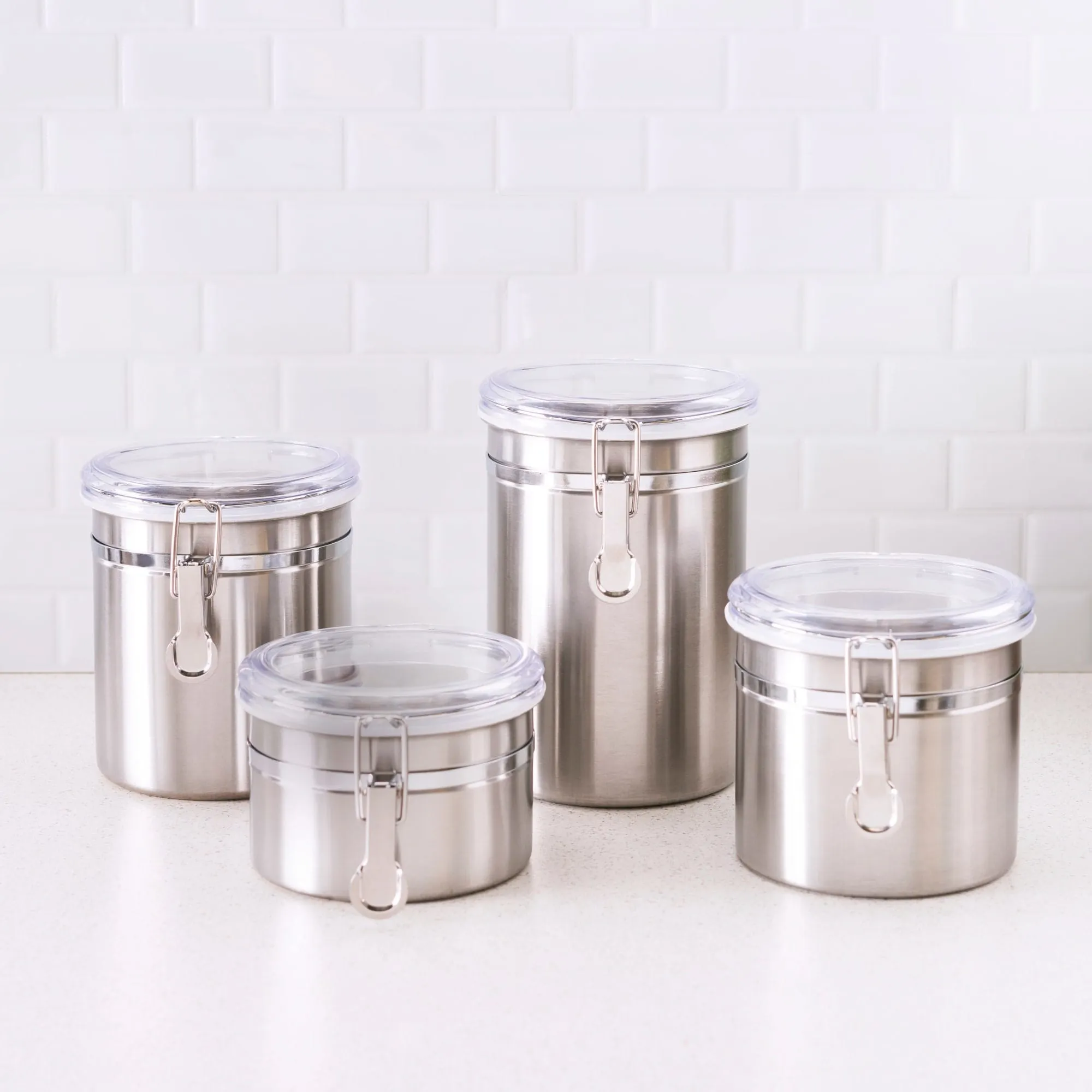 4 Piece Stainless Steel Canister Set