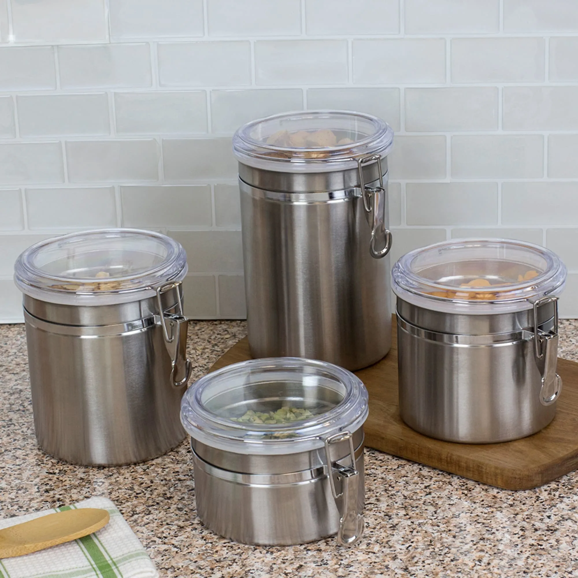 4 Piece Stainless Steel Canister Set