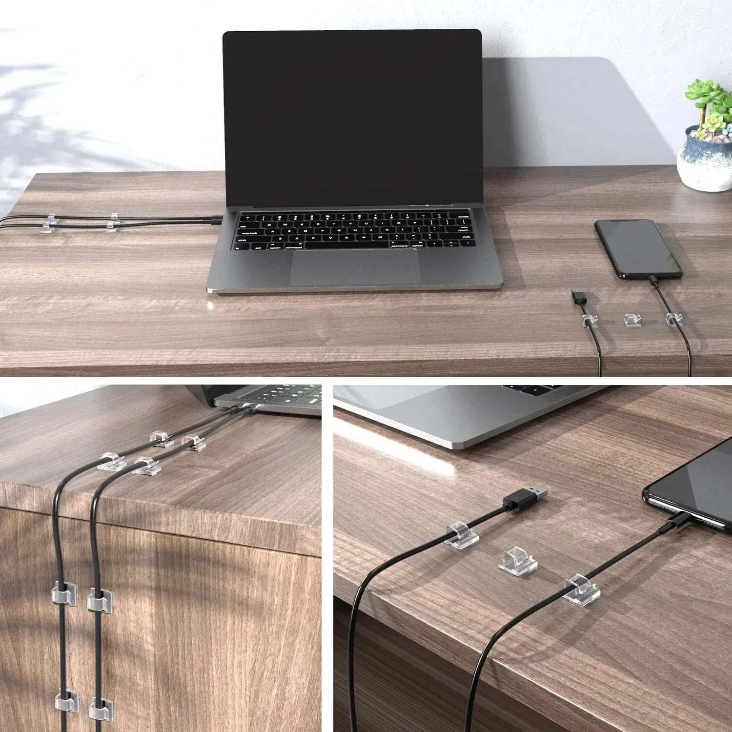 50pcs Cable Organizer Clips Wall Mounted Hook for Wire Management