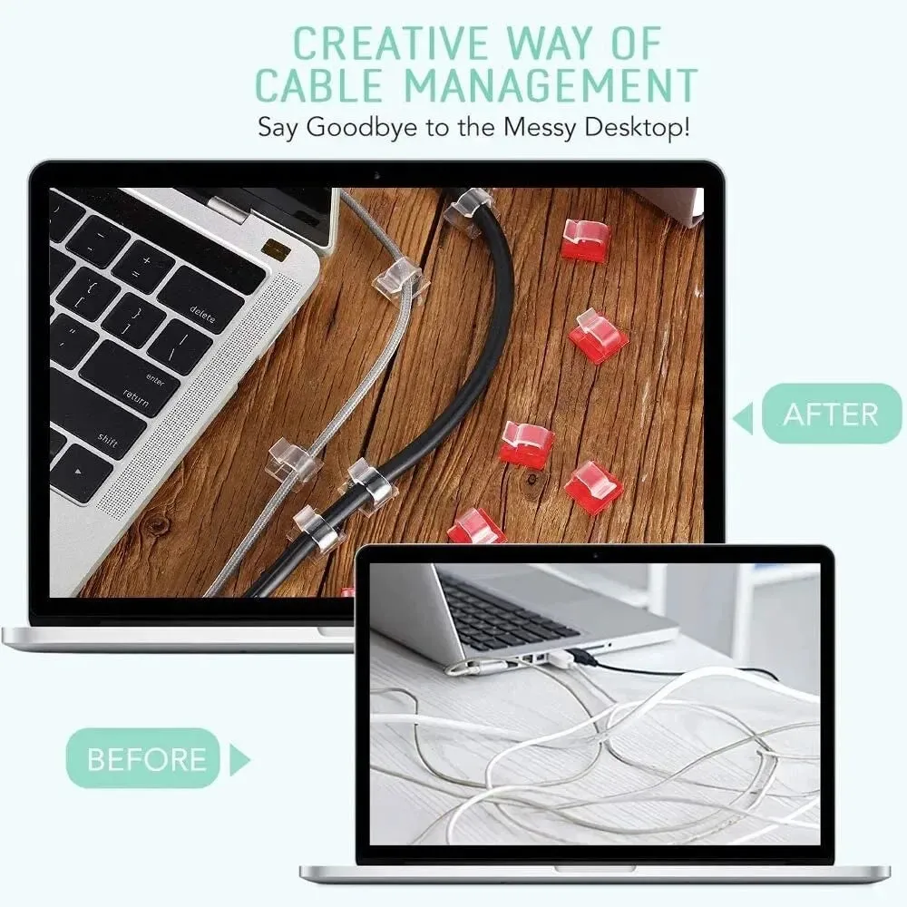 50pcs Cable Organizer Clips Wall Mounted Hook for Wire Management