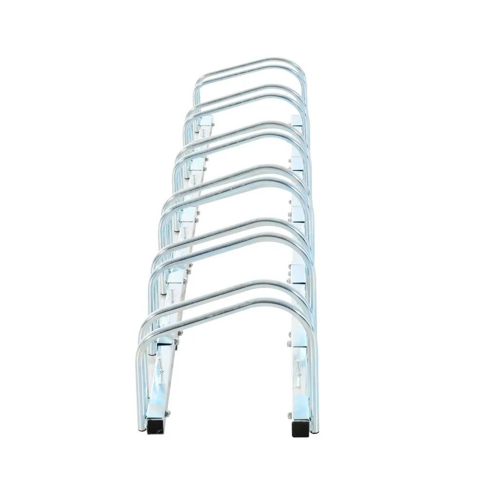 6-Bike Floor Parking Stand Rack or Wall Mount Bicycle Cycle Storage Locking Holder Steel Pipe-Silver