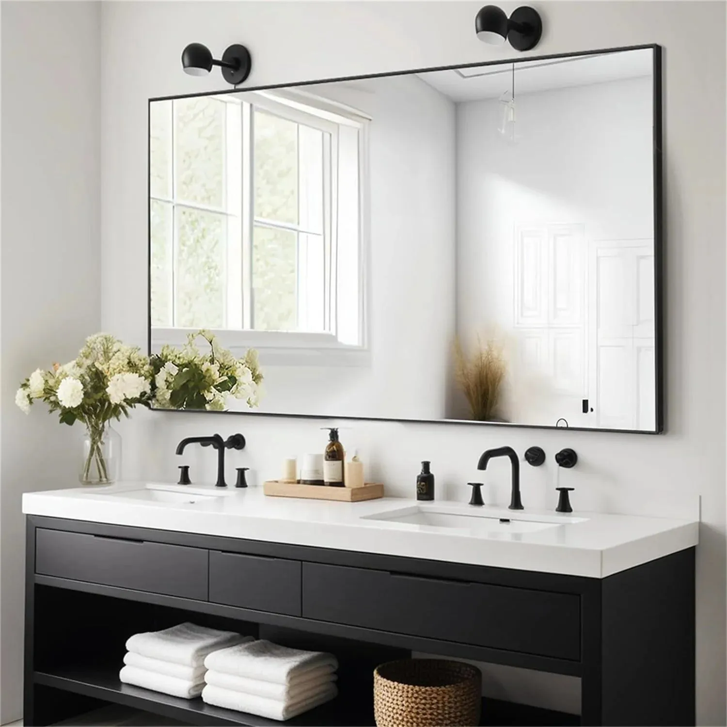60X90Cm Rectangular Wall Mirror Frame Horizontal / Vertical