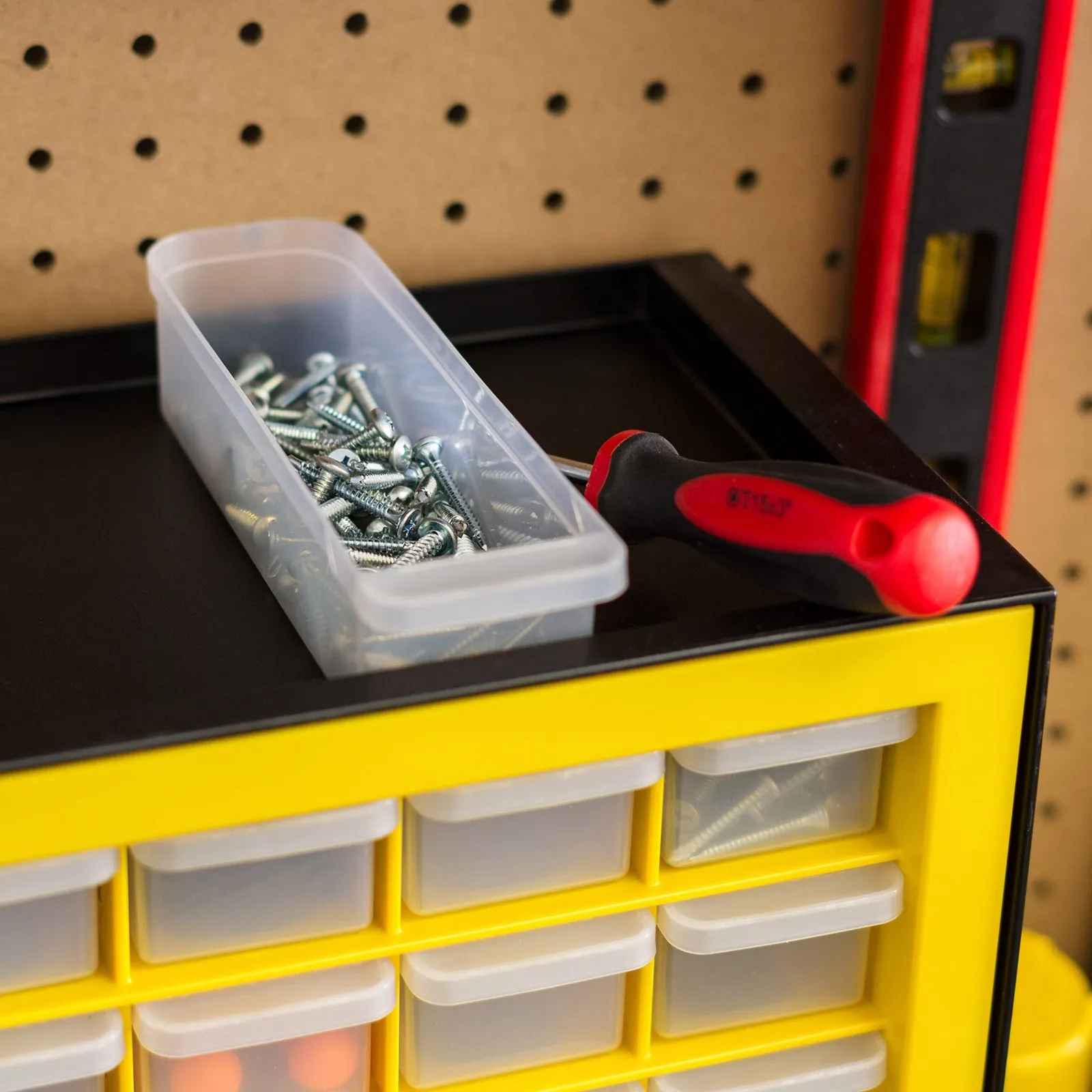 64 Drawer Parts Cabinet, Black/Yellow