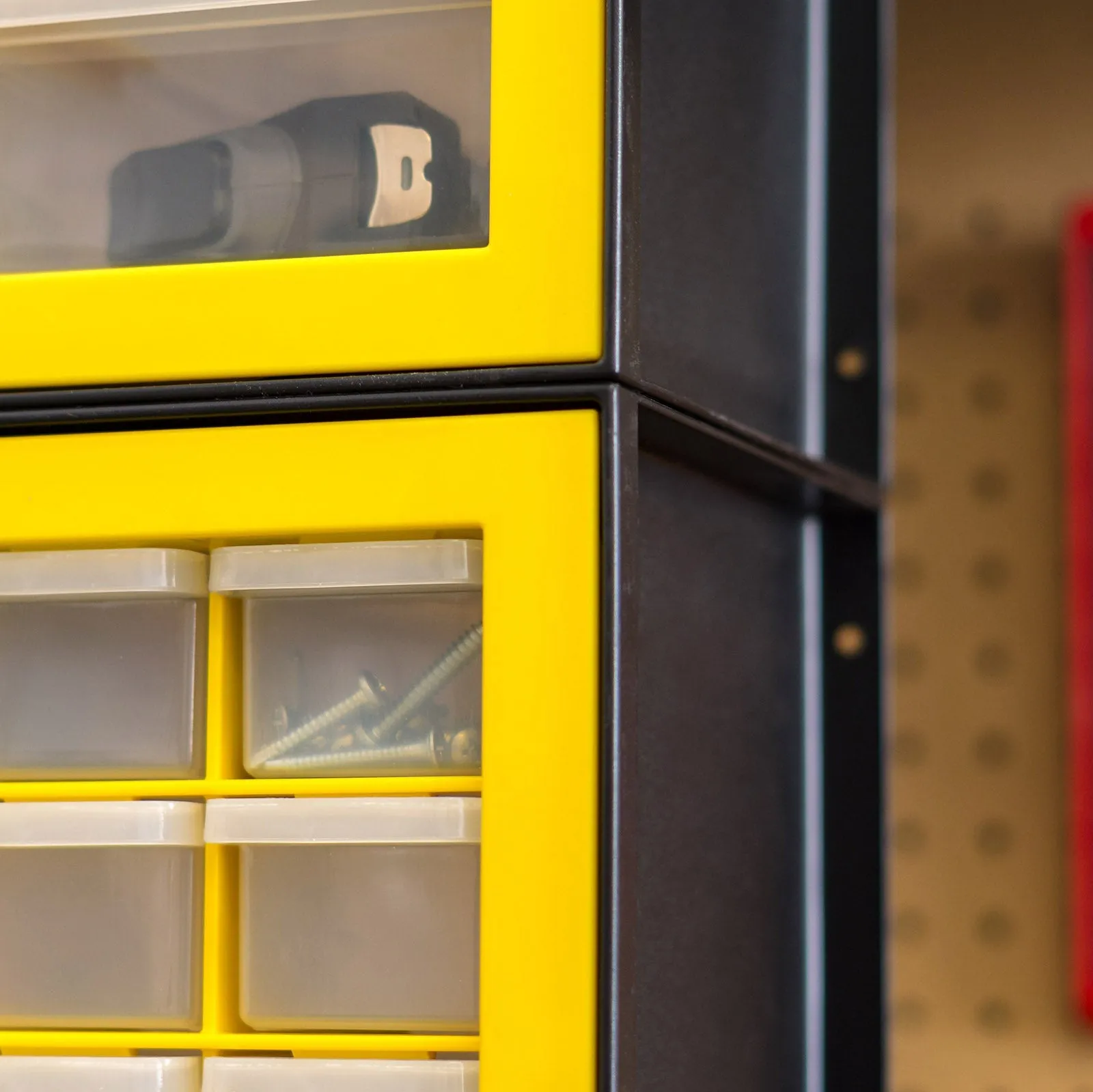 64 Drawer Parts Cabinet, Black/Yellow