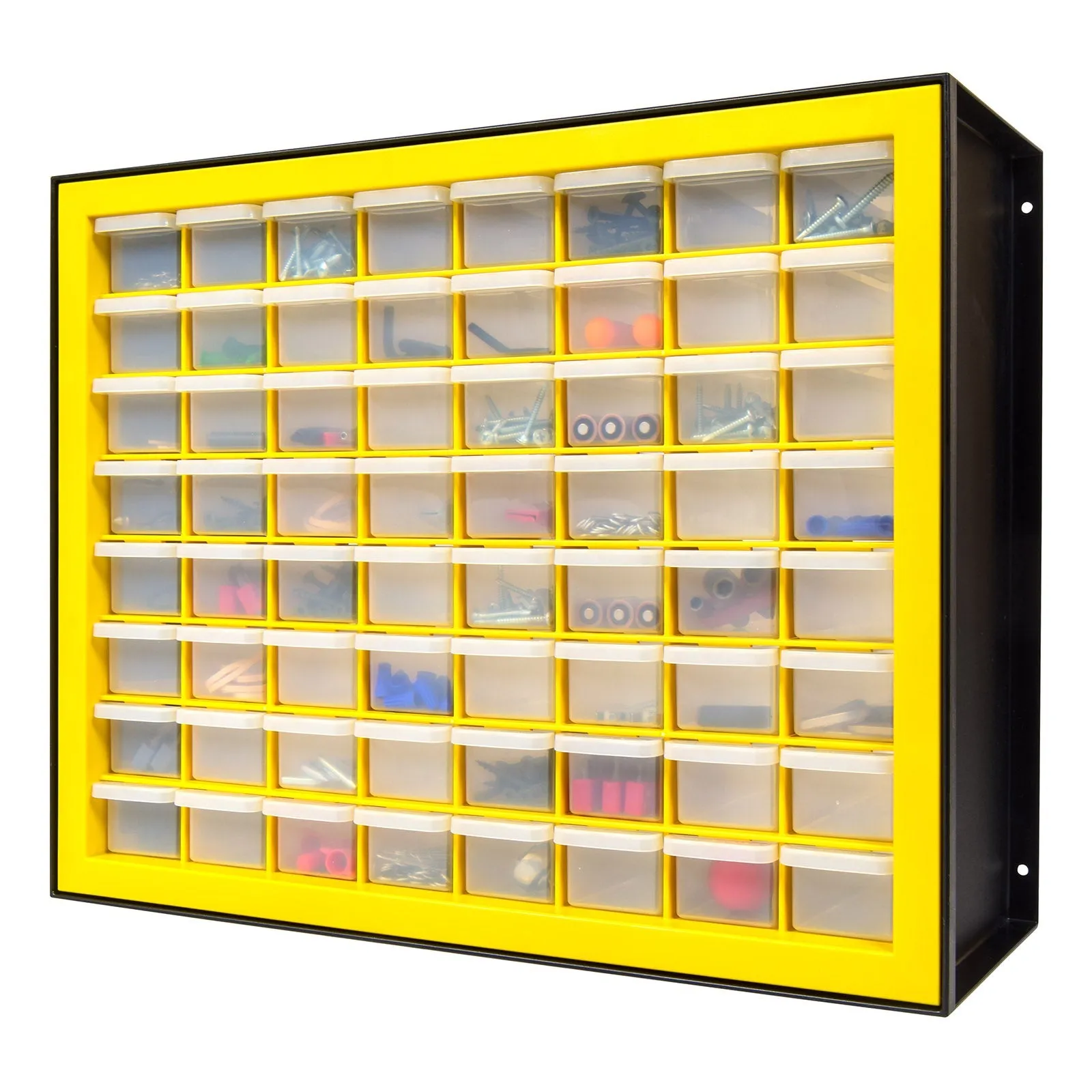 64 Drawer Parts Cabinet, Black/Yellow