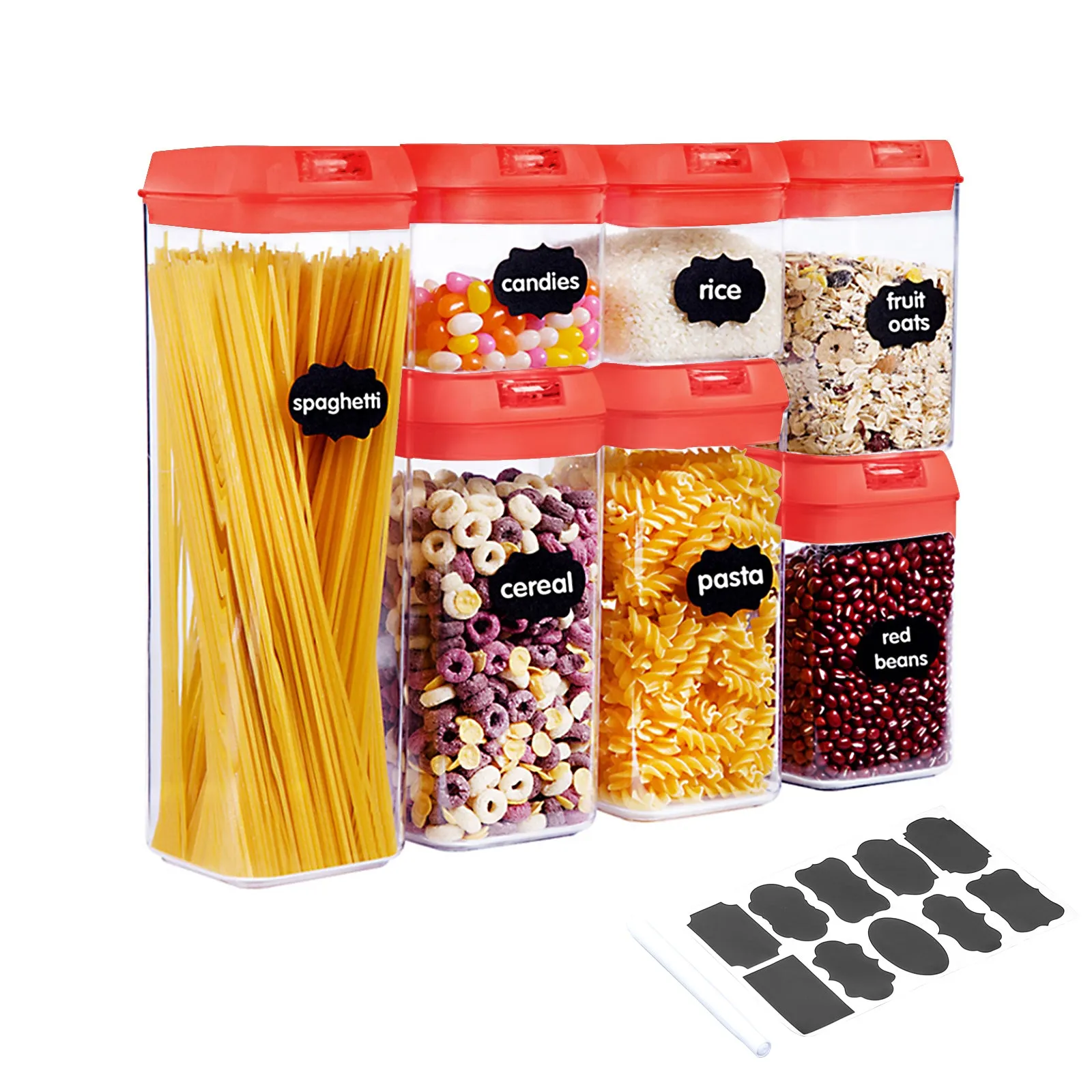 7pcs Food Storage Container with Lid Airtight Kitchen Plastic Canister BPA Free