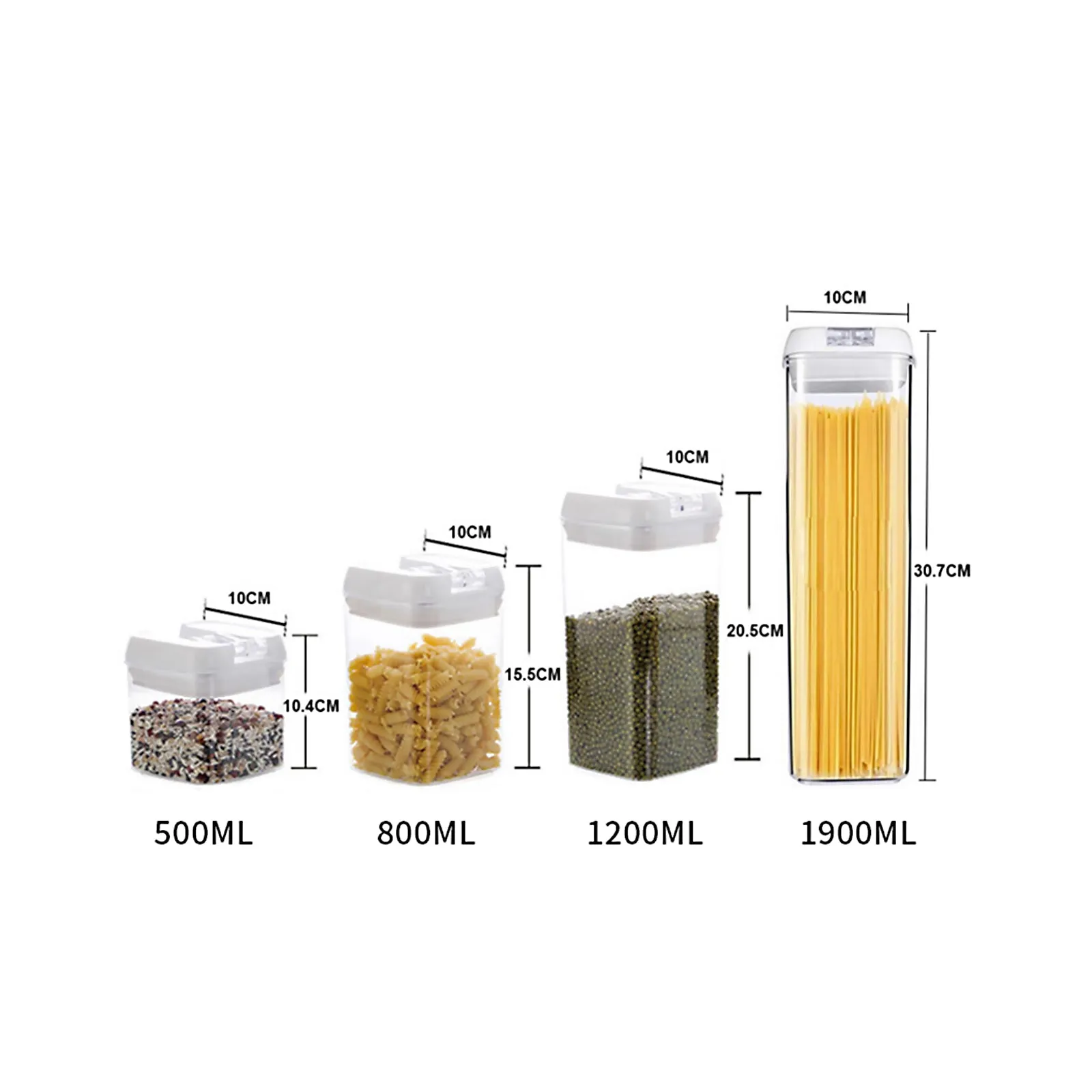 7pcs Food Storage Container with Lid Airtight Kitchen Plastic Canister BPA Free