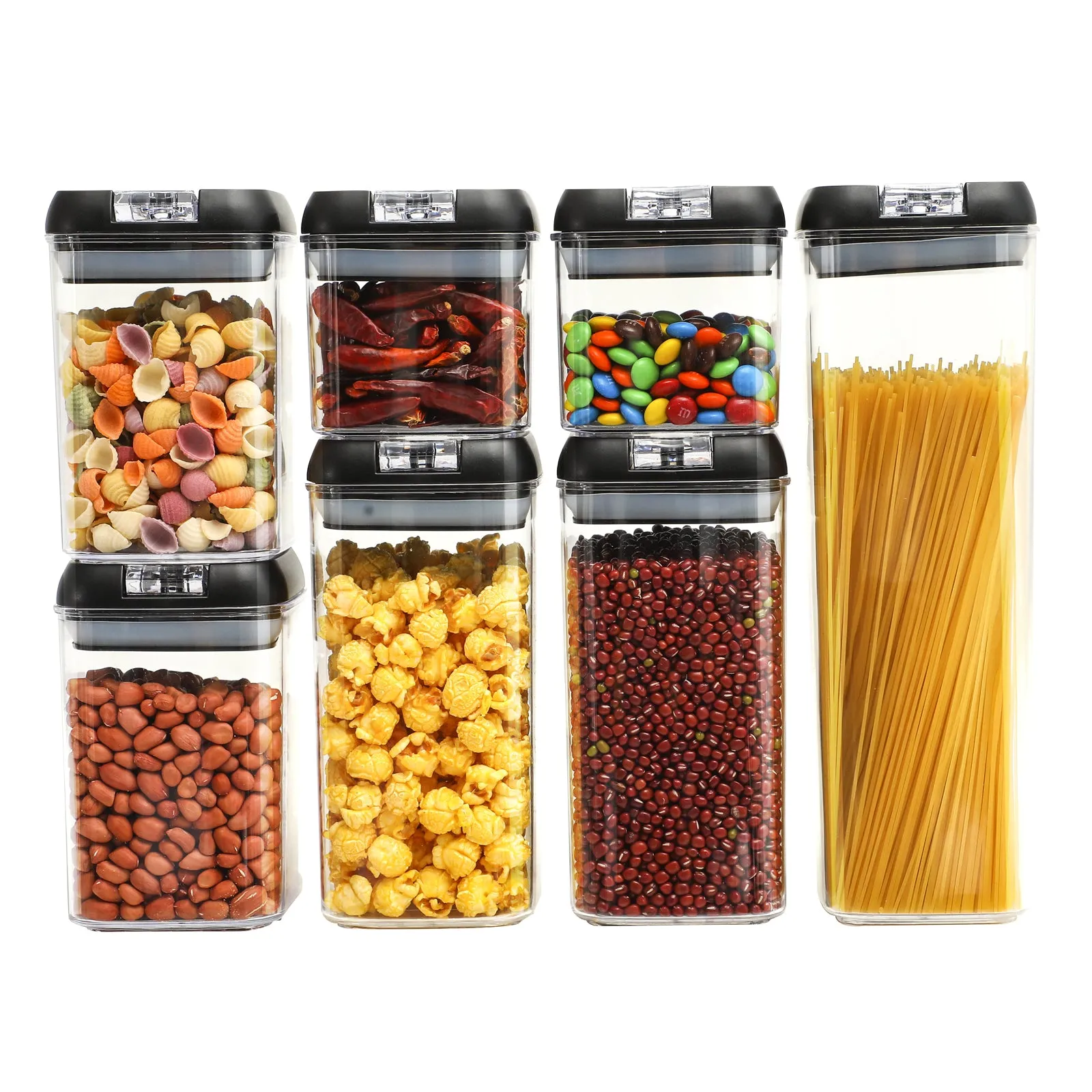 7pcs Food Storage Container with Lid Airtight Kitchen Plastic Canister BPA Free