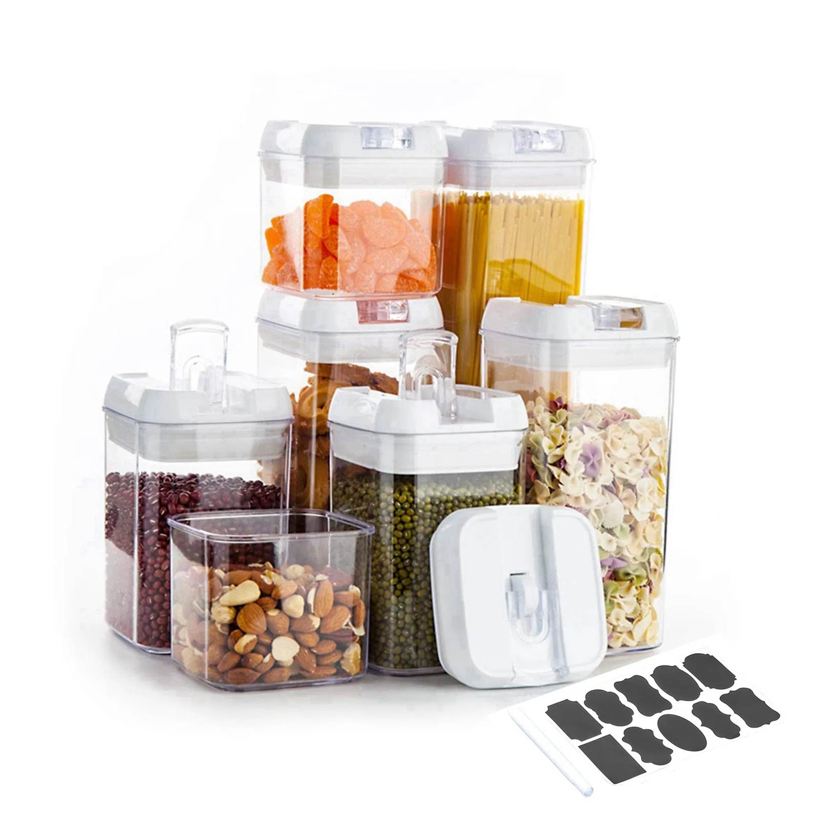 7pcs Food Storage Container with Lid Airtight Kitchen Plastic Canister BPA Free
