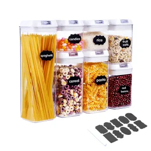 7pcs Food Storage Container with Lid Airtight Kitchen Plastic Canister BPA Free