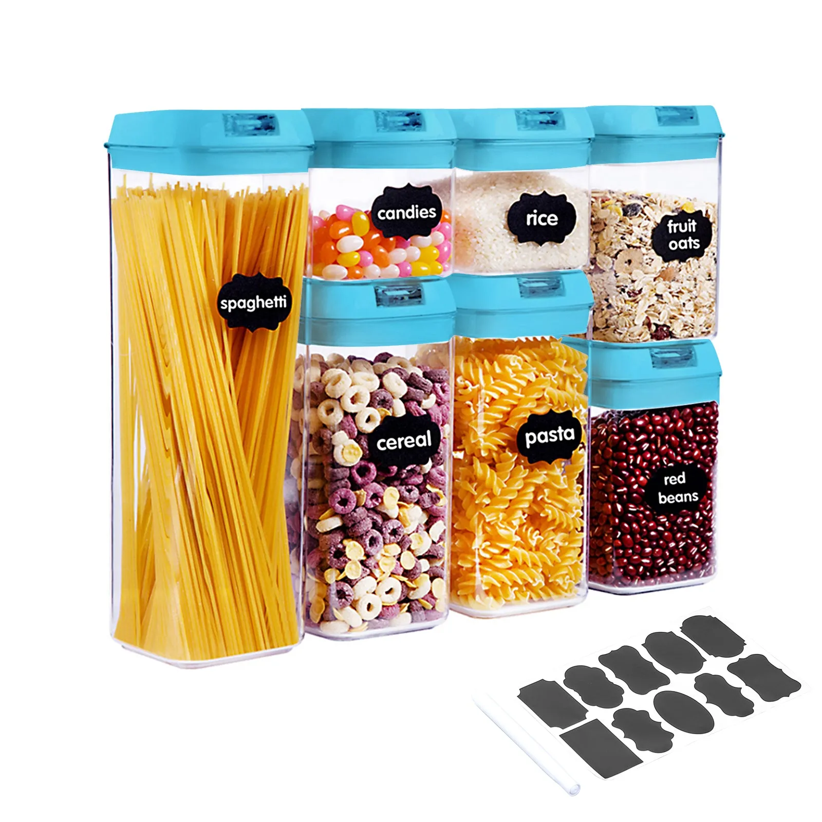 7pcs Food Storage Container with Lid Airtight Kitchen Plastic Canister BPA Free
