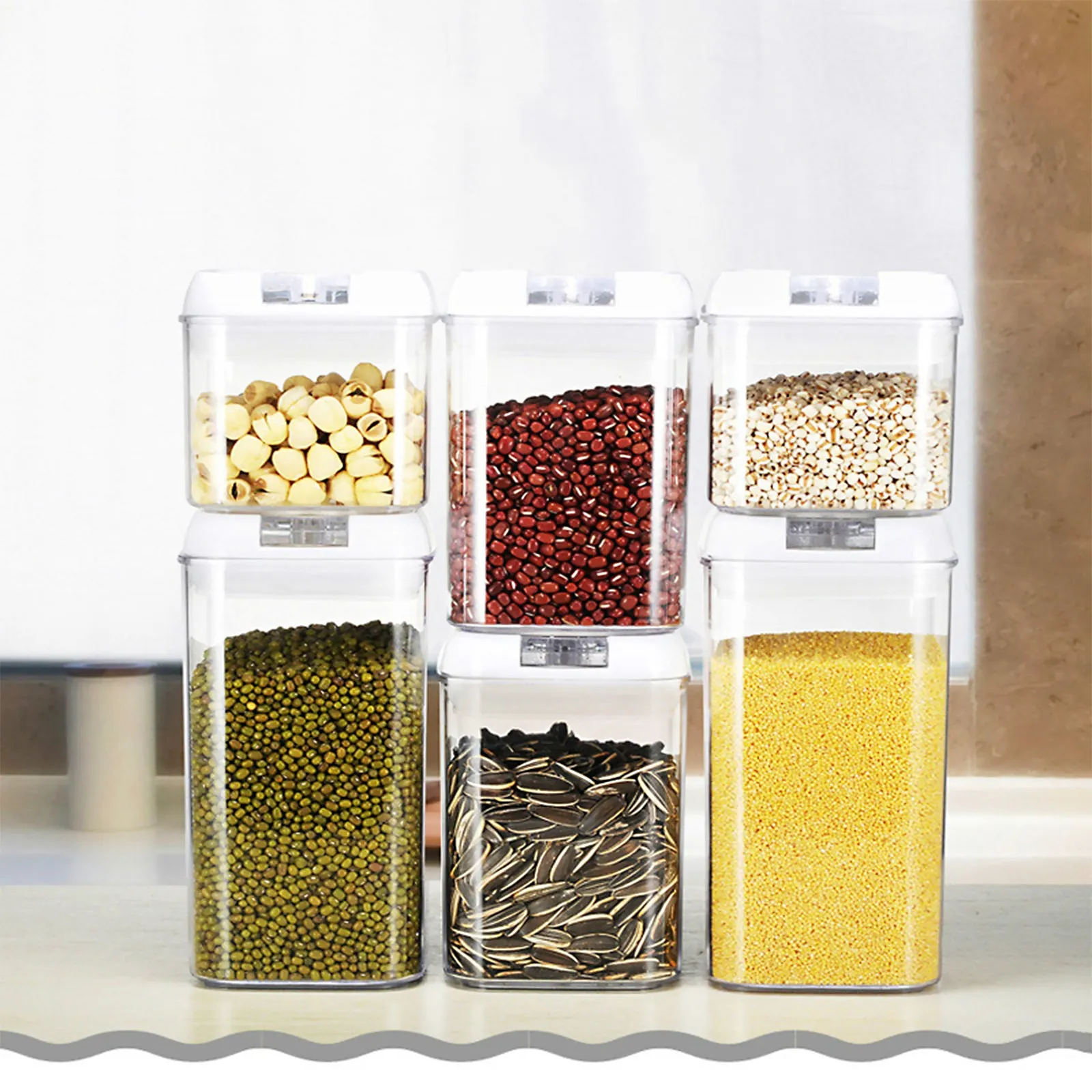 7pcs Food Storage Container with Lid Airtight Kitchen Plastic Canister BPA Free