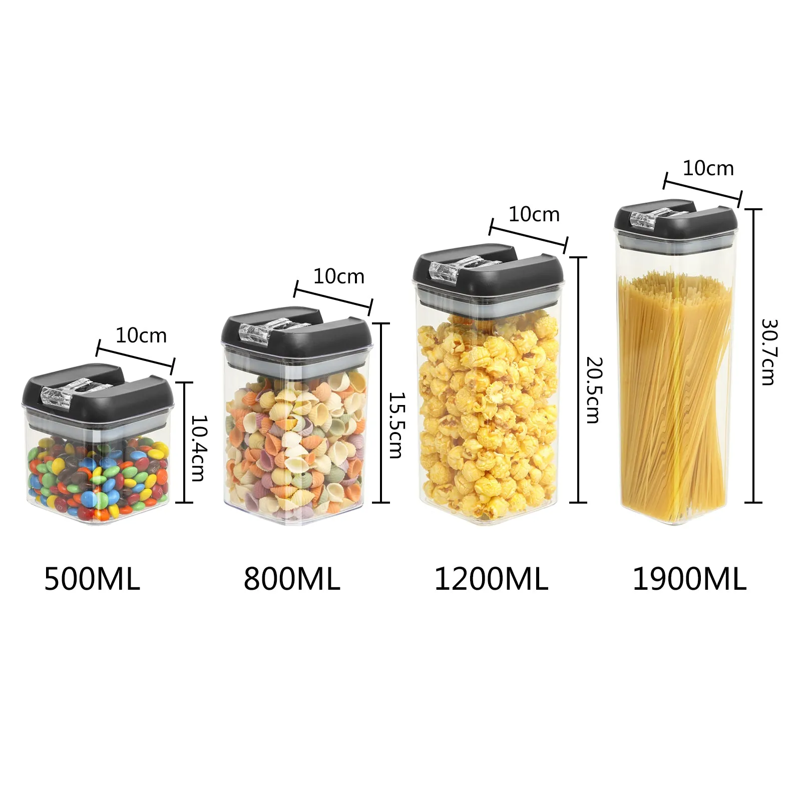 7pcs Food Storage Container with Lid Airtight Kitchen Plastic Canister BPA Free