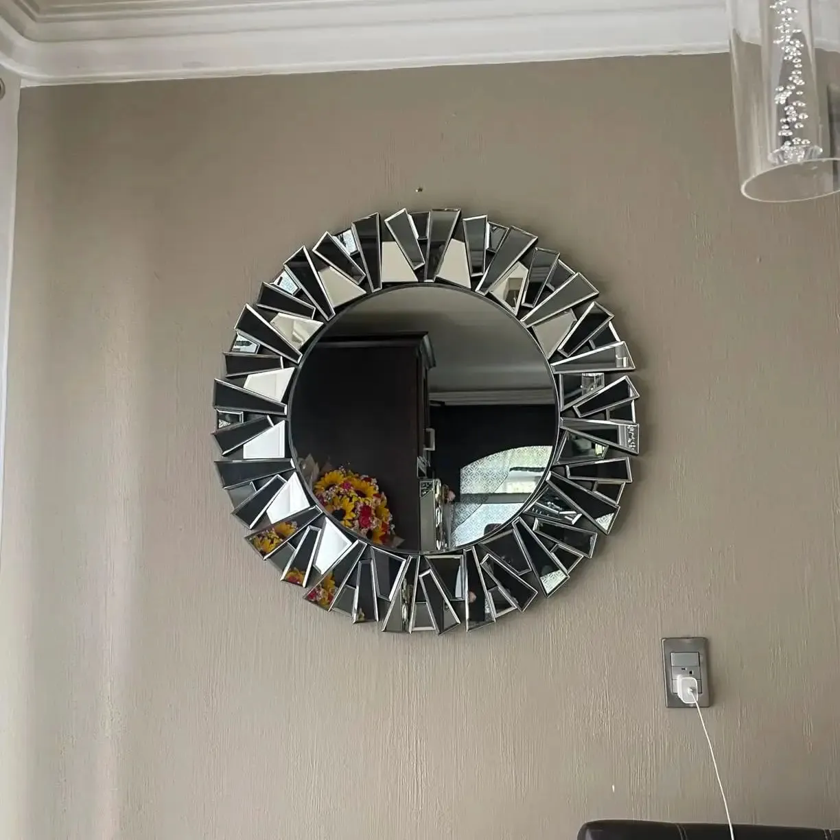 800Mm Round Silver Beveled Glass Wall Mirror