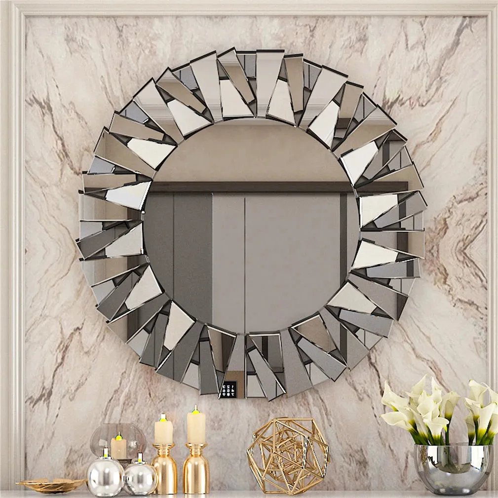 800Mm Round Silver Beveled Glass Wall Mirror