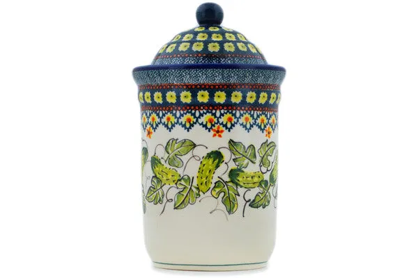 9" Jar with Lid - Cucumber Patch
