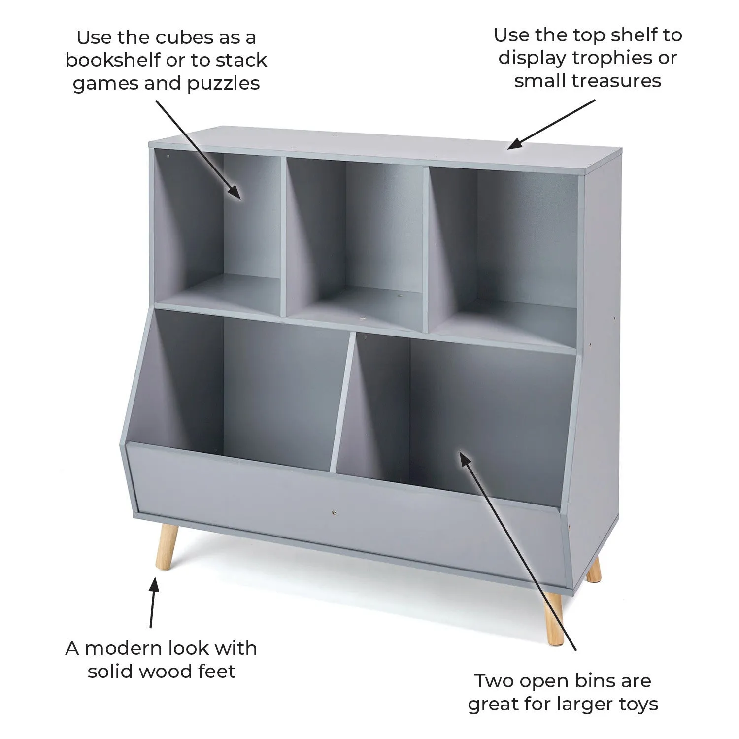 Badger Basket 5-Bin Storage Cubby with Feet