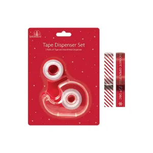 Christmas Tape Dispenser with Tapes - Festive Wrapping Supplies Decorative Holiday Accessories Gift Packaging
