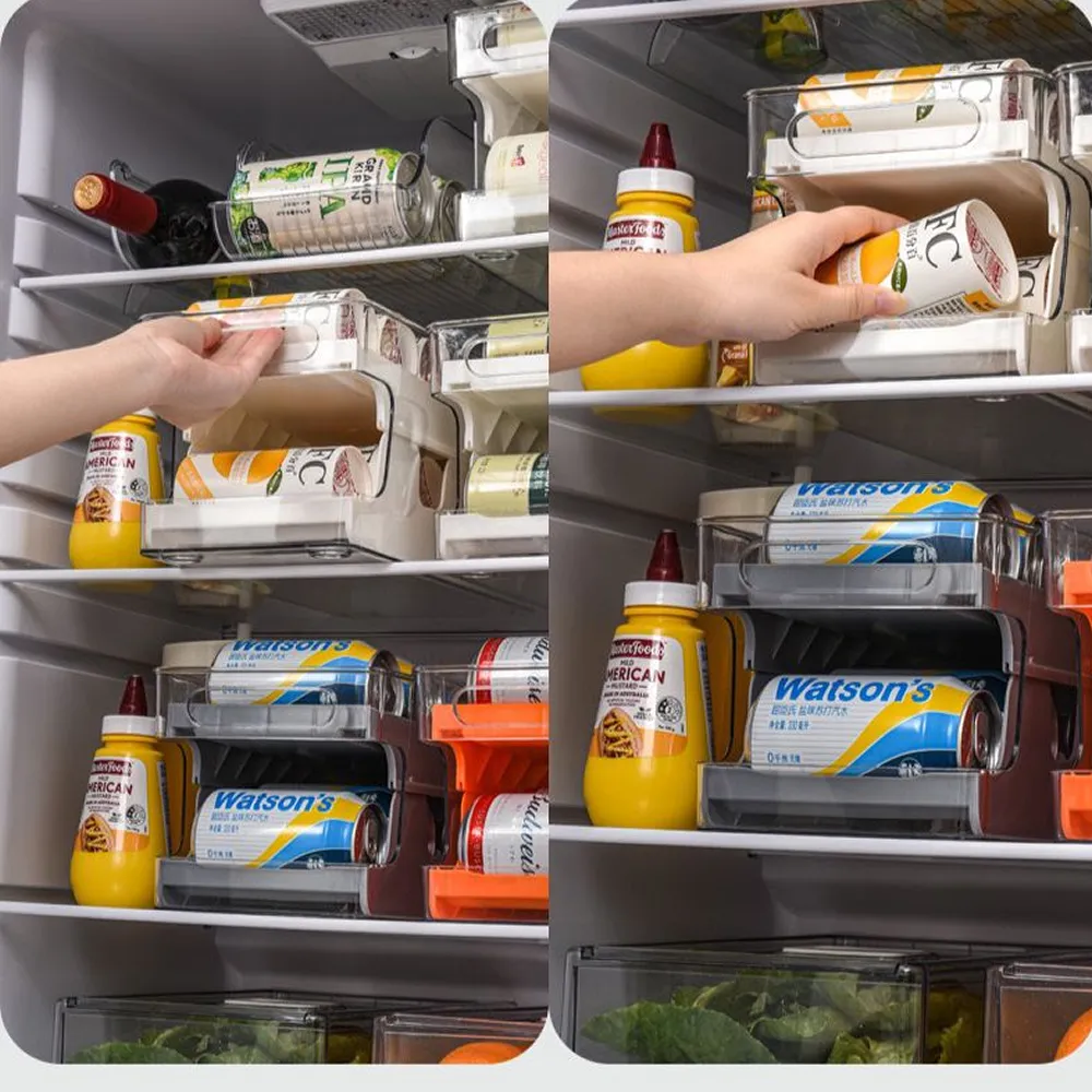 Double-Layer Automatic Rolling Beverage Soda Can Storage Dispenser