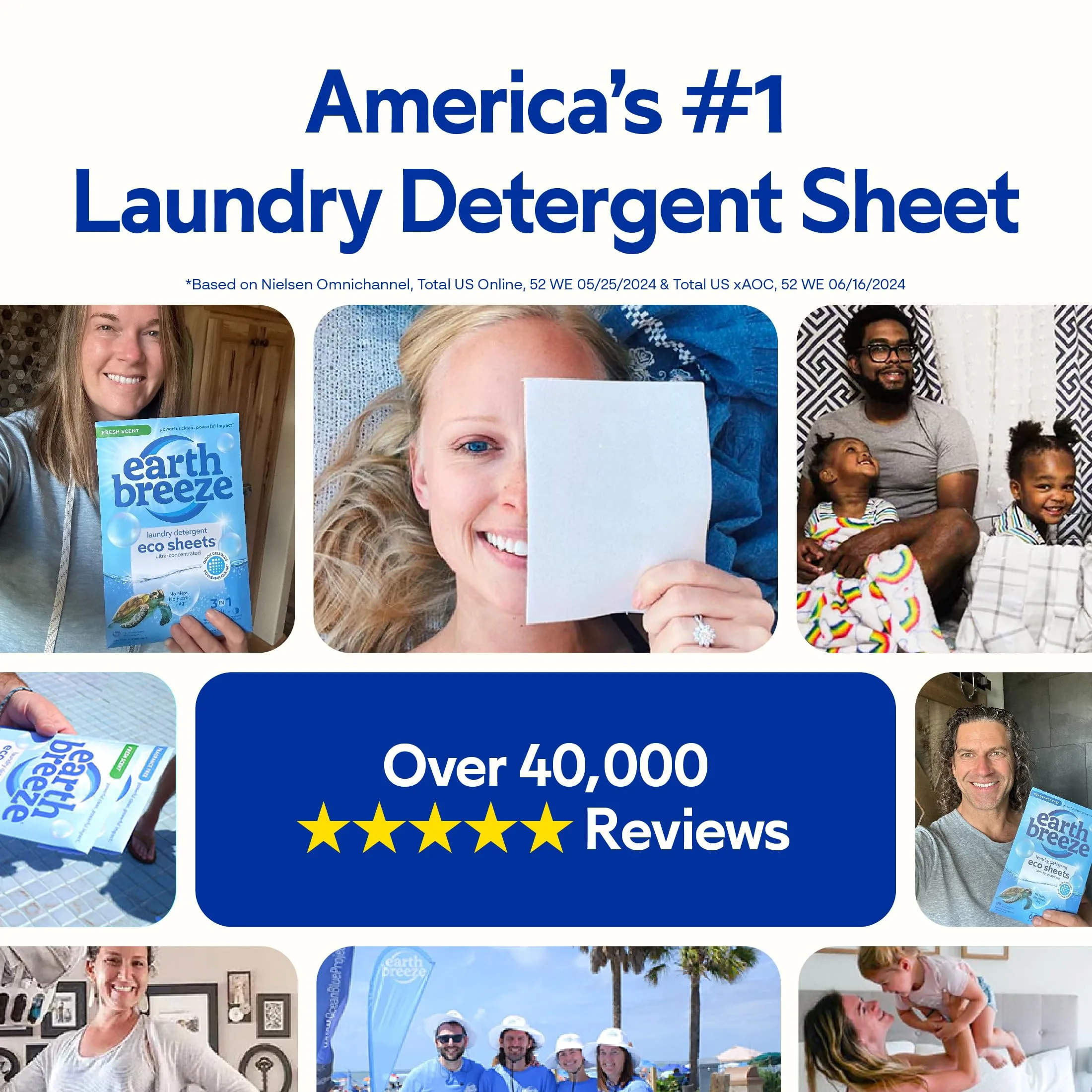 Earth Breeze Laundry Detergent Sheets - 90 Sheets - (3 Pack/30 Each) - 180 Loads - Concentrated Liquidless Laundry Soap - No Plastic Jug - Fresh Scent