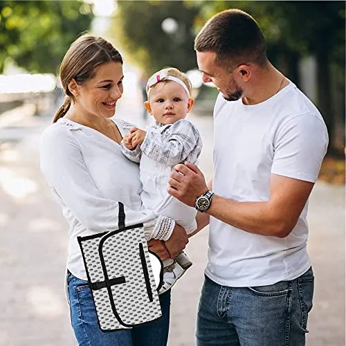 Enovoe Portable Changing Pad Waterproof Grey Arrow Design Convenient Durable Baby