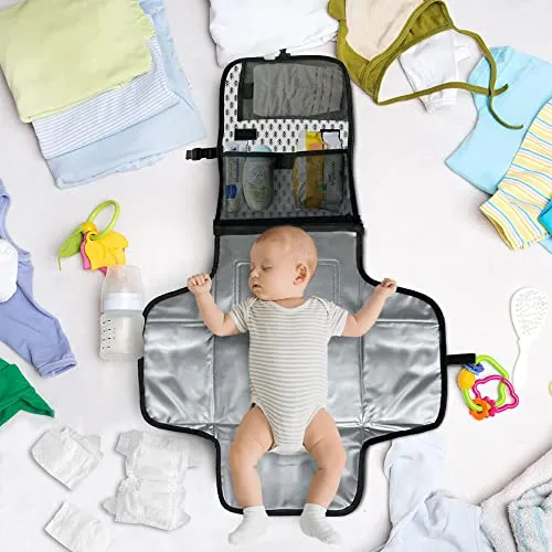 Enovoe Portable Changing Pad Waterproof Grey Arrow Design Convenient Durable Baby