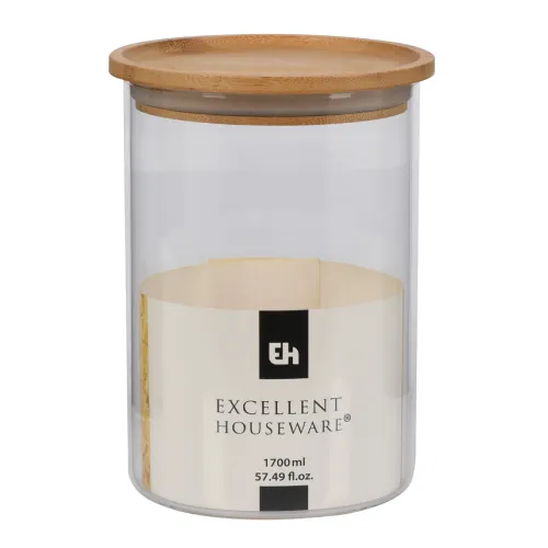 Excellent Houseware 1700ml Glass Storage Jar With Bamboo Lid