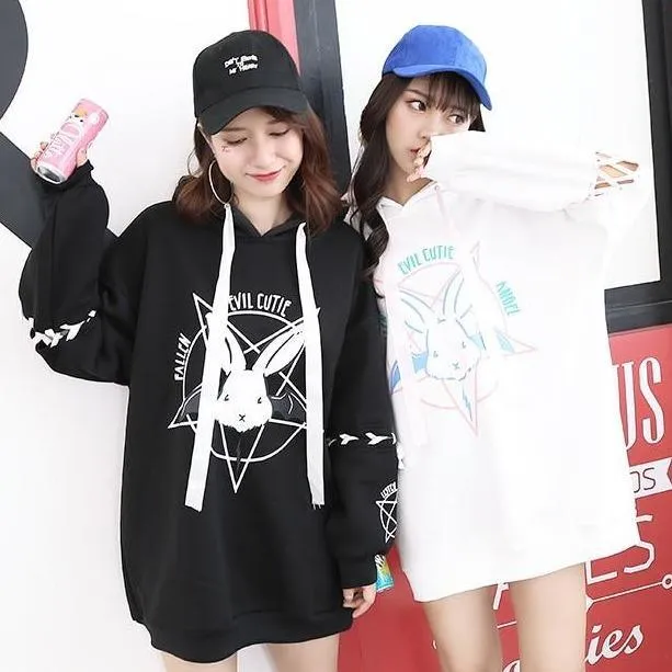 Fallen Evil Cutie Angel Hoodie: A great hoodie for rock, punk, bat and rabbit fans
