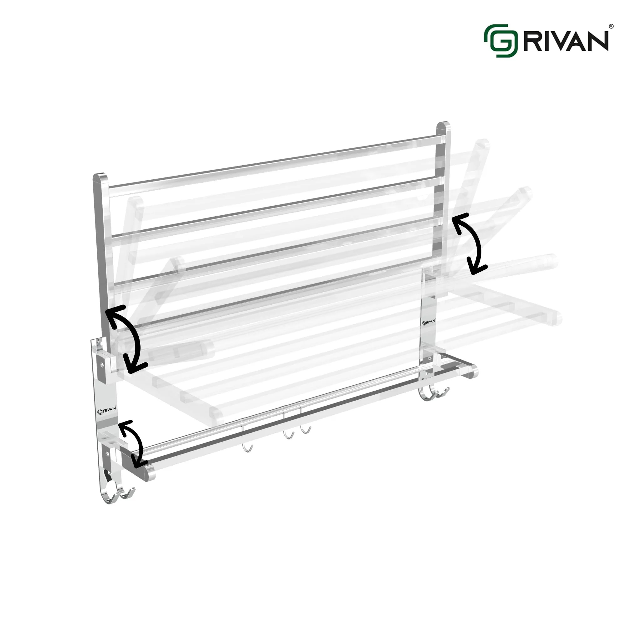 GRIVAN Stainless Steel Folding Towel Racks for Bathroom, Towel Racks, Folding Towel Stand, Bathroom Towel Holder, Bathroom Stand, Bathroom Accessories and Fittings