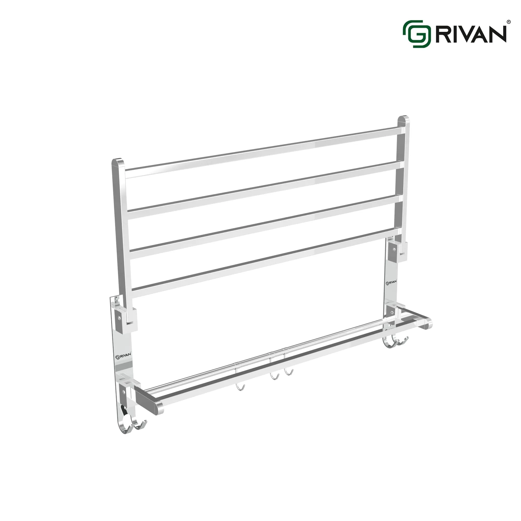 GRIVAN Stainless Steel Folding Towel Racks for Bathroom, Towel Racks, Folding Towel Stand, Bathroom Towel Holder, Bathroom Stand, Bathroom Accessories and Fittings