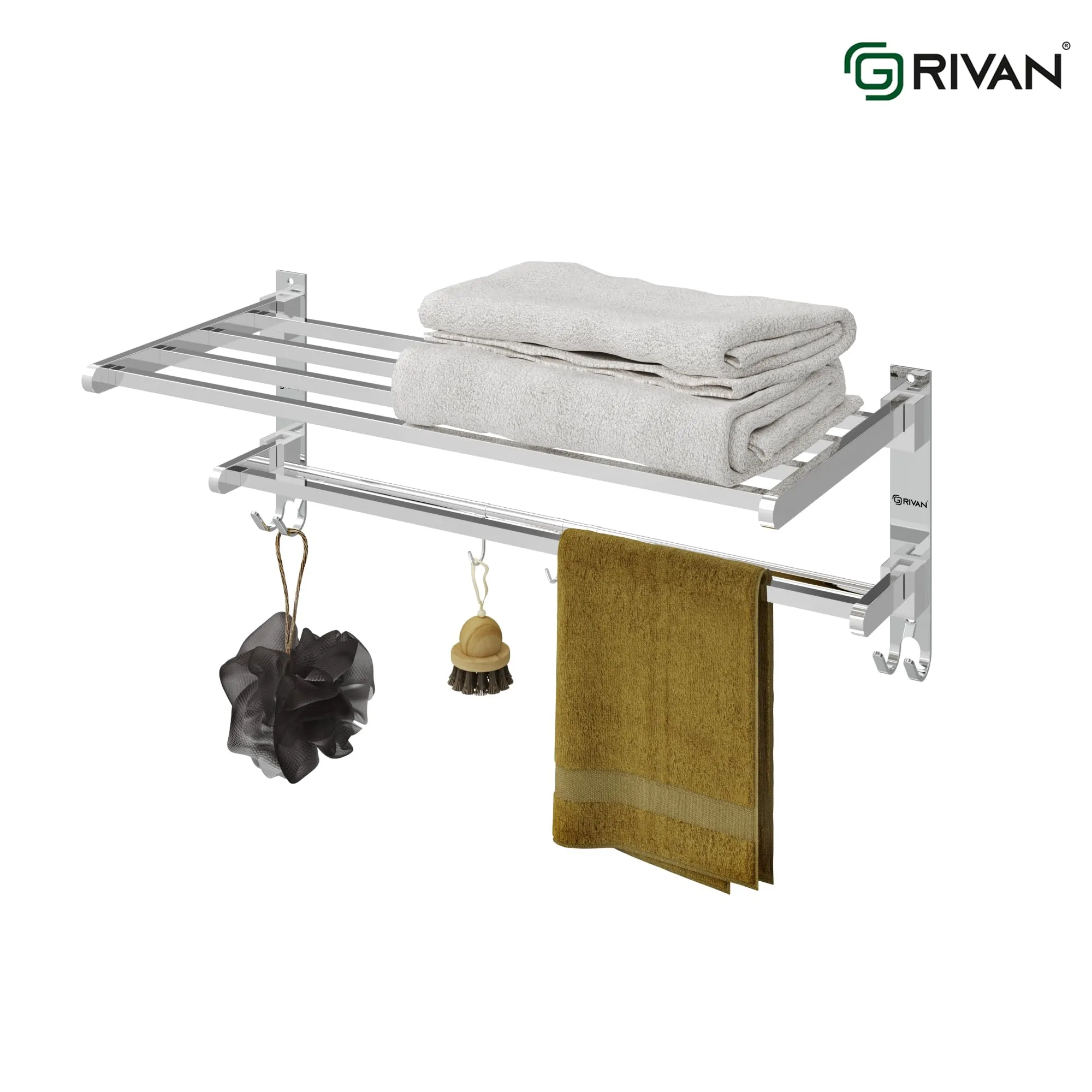 GRIVAN Stainless Steel Folding Towel Racks for Bathroom, Towel Racks, Folding Towel Stand, Bathroom Towel Holder, Bathroom Stand, Bathroom Accessories and Fittings