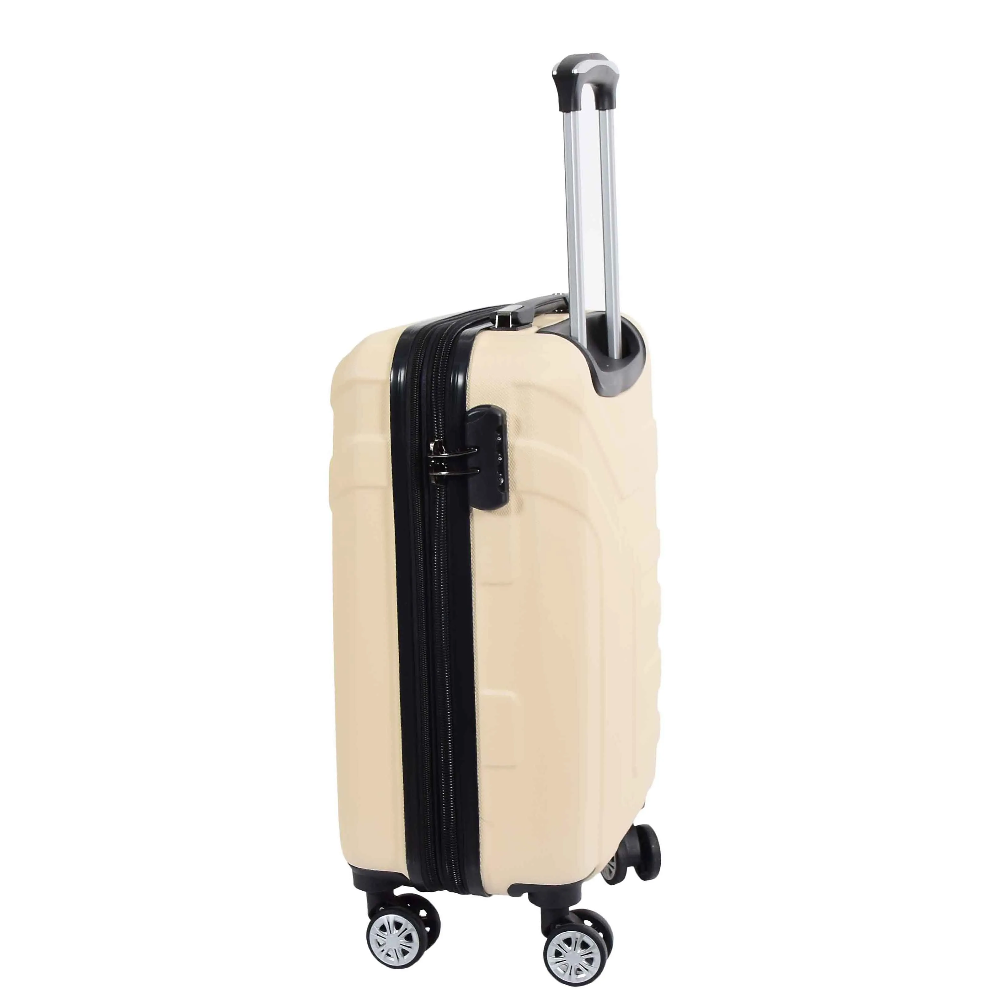 Hard Shell Cabin Bag Expandable 4 Wheeled Spinner Luggage Rio White