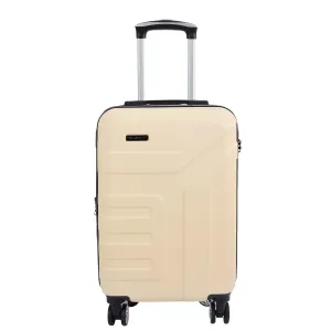 Hard Shell Cabin Bag Expandable 4 Wheeled Spinner Luggage Rio White