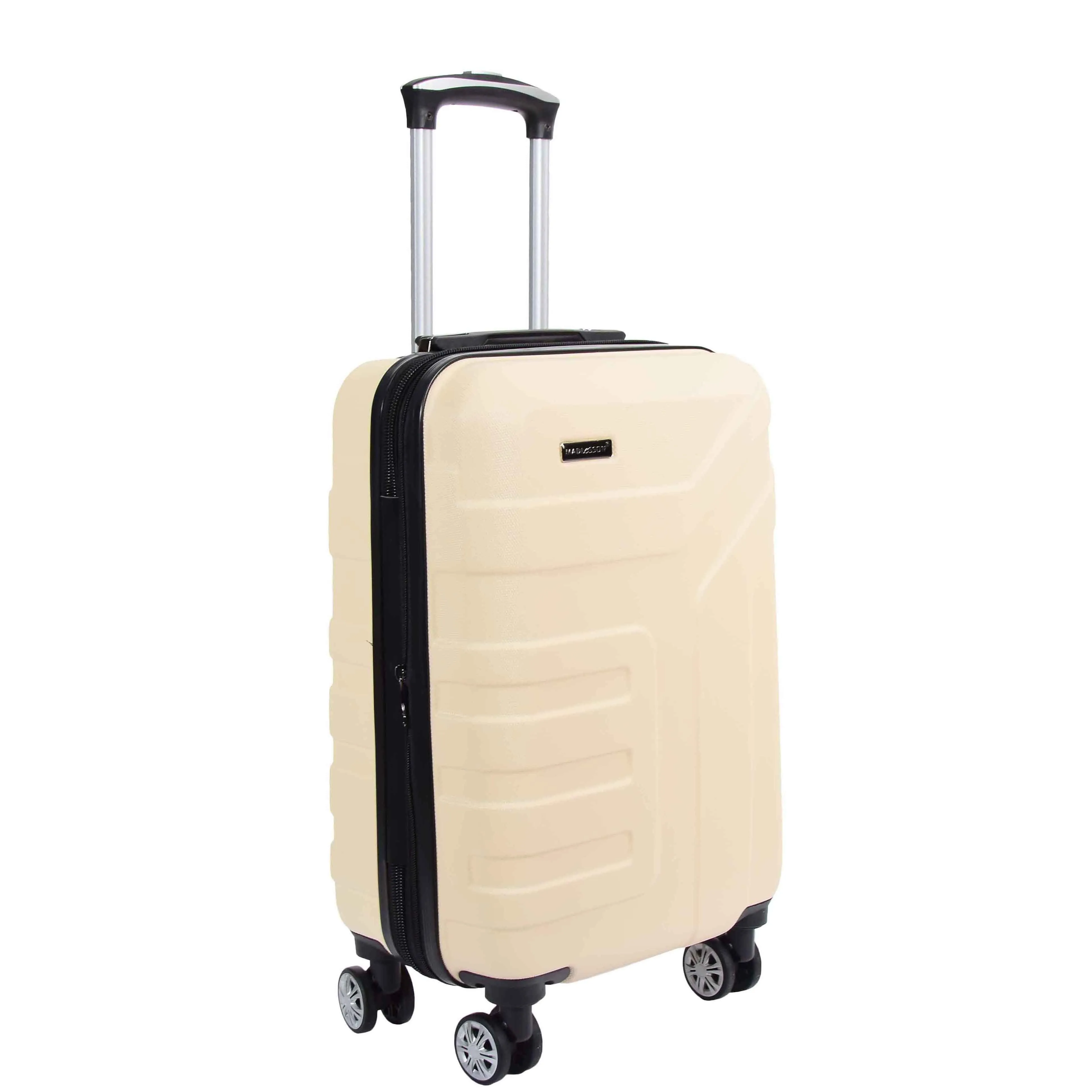 Hard Shell Cabin Bag Expandable 4 Wheeled Spinner Luggage Rio White
