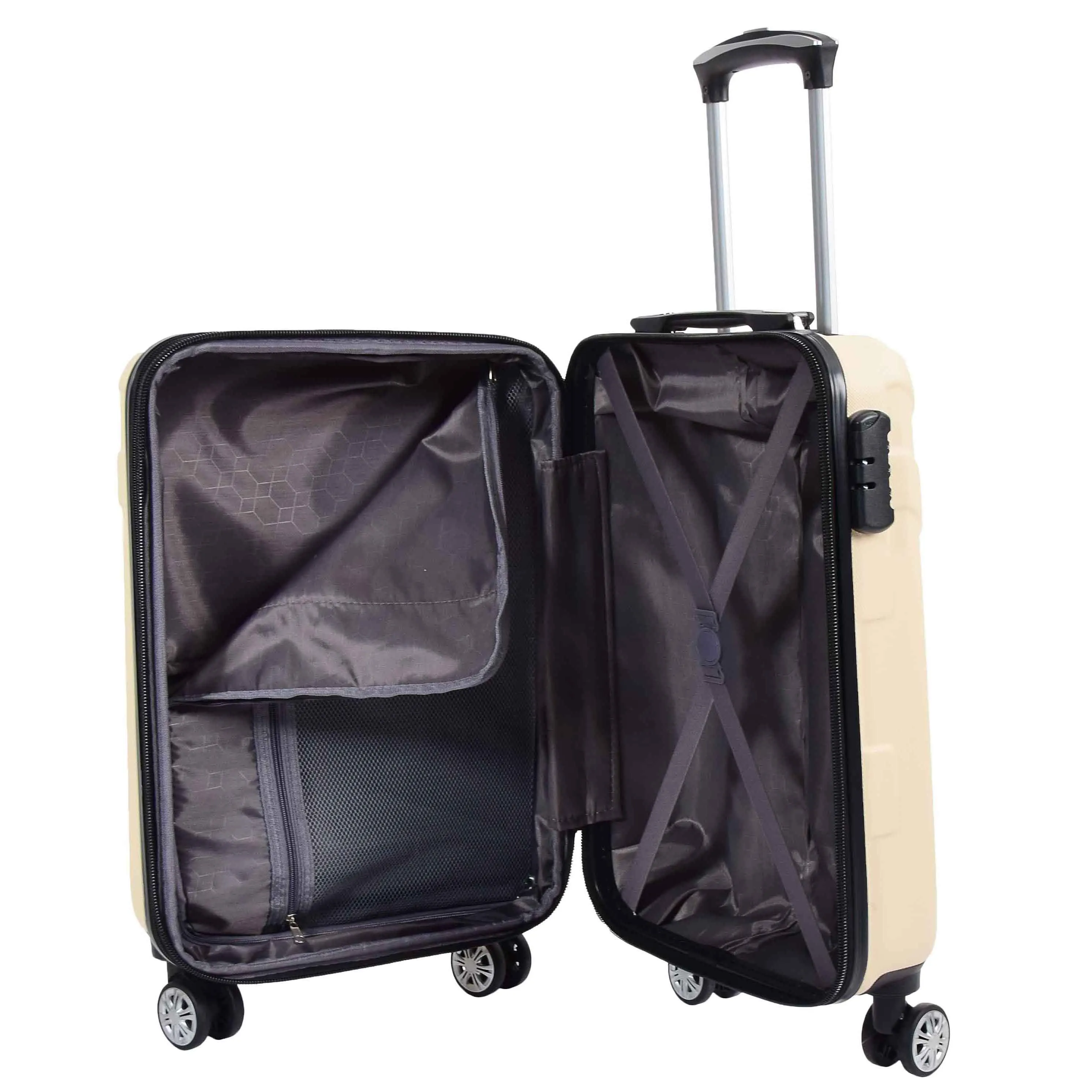 Hard Shell Cabin Bag Expandable 4 Wheeled Spinner Luggage Rio White
