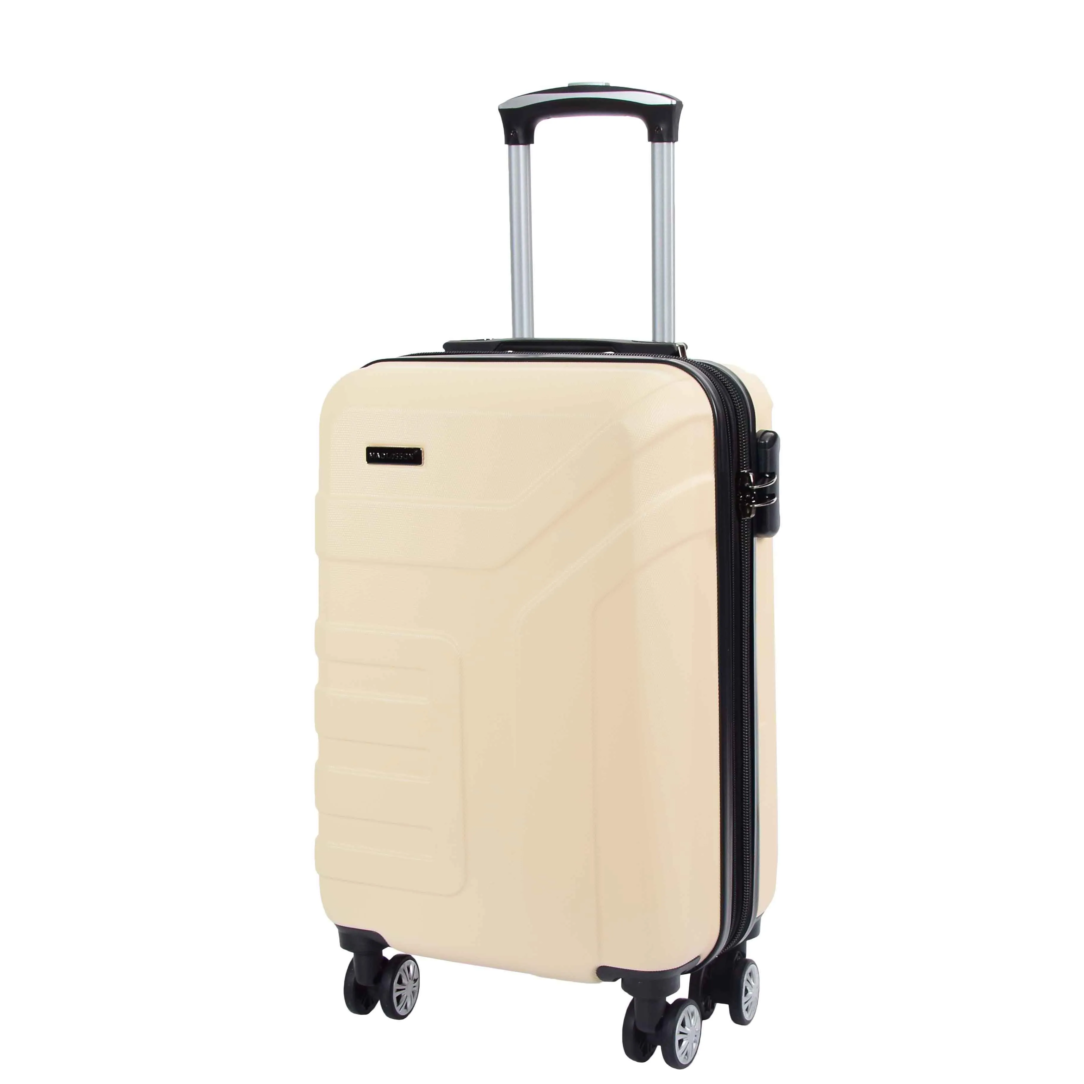 Hard Shell Cabin Bag Expandable 4 Wheeled Spinner Luggage Rio White