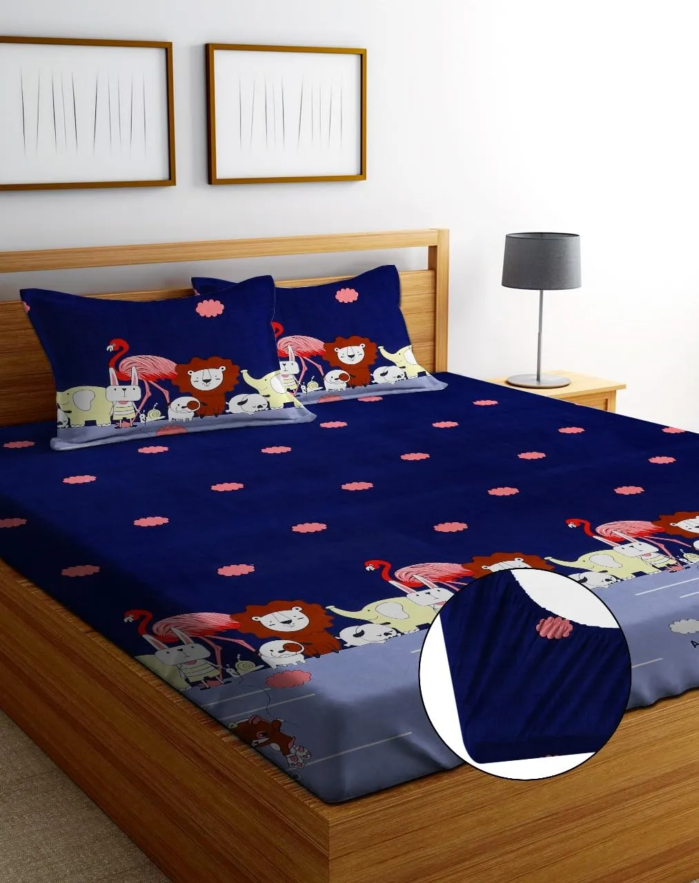 HIYANSHI HOME FURNISHING® Heavy Quality All Round Elastic Fitted Cotton Feel Combo Of 7 King size Bedsheet 72'' x78''  10 with14Pillow Cover (Pack Of 7 King Size 72'' x78'' inch Bedsheet, RS Design 3)