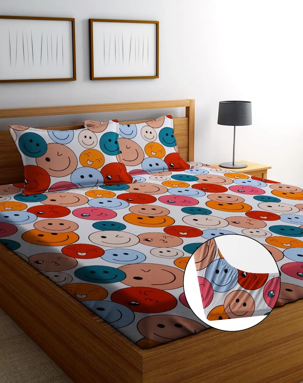 HIYANSHI HOME FURNISHING® Heavy Quality All Round Elastic Fitted Cotton Feel Combo Of 7 King size Bedsheet 72'' x78''  10 with14Pillow Cover (Pack Of 7 King Size 72'' x78'' inch Bedsheet, RS Design 3)