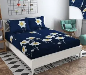 Innovative Edge Queen Size Elastic Fitted Bedsheet, Soft Bedsheet for Double Bed, 78x72 Bedsheet Queen Size, 210TC Grey Bedsheet