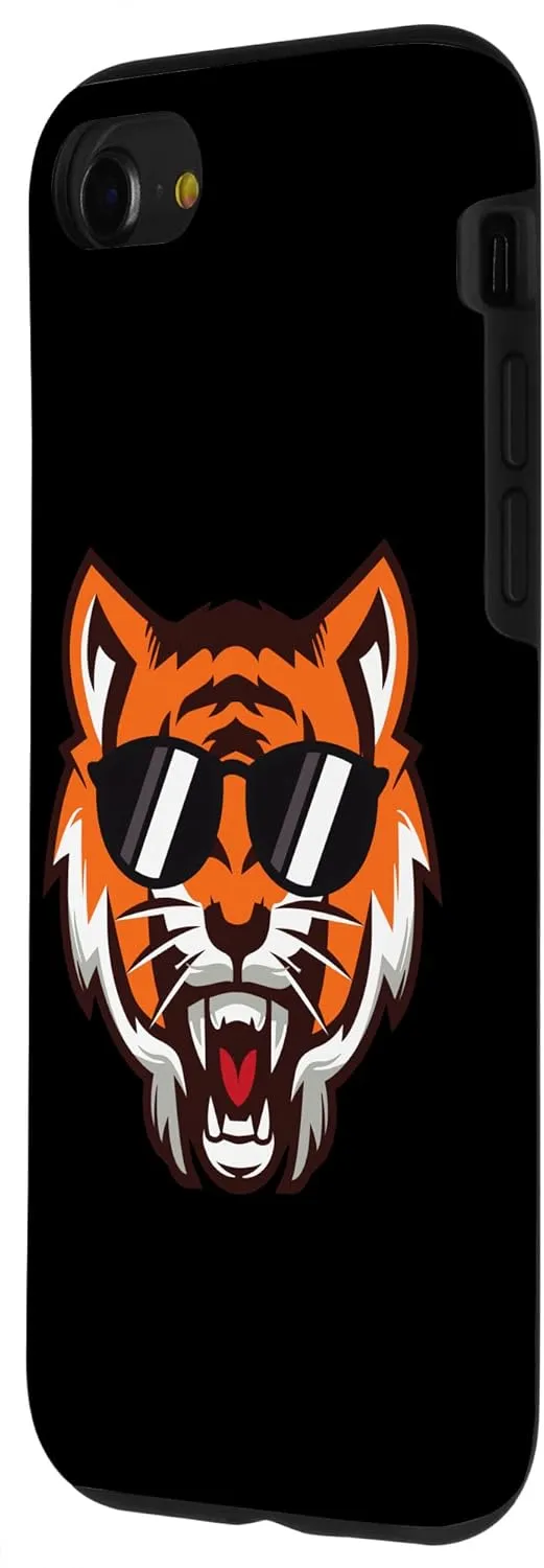 iPhone SE (2020) / 7 / 8 Cool Growling mouth open Bengal Tiger with Sunglasses Case