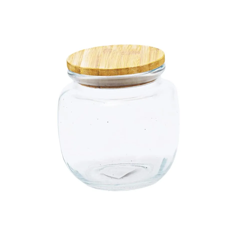 Kitchen Life 1.4Lt Round Glass Canister with Bamboo Lid Clear