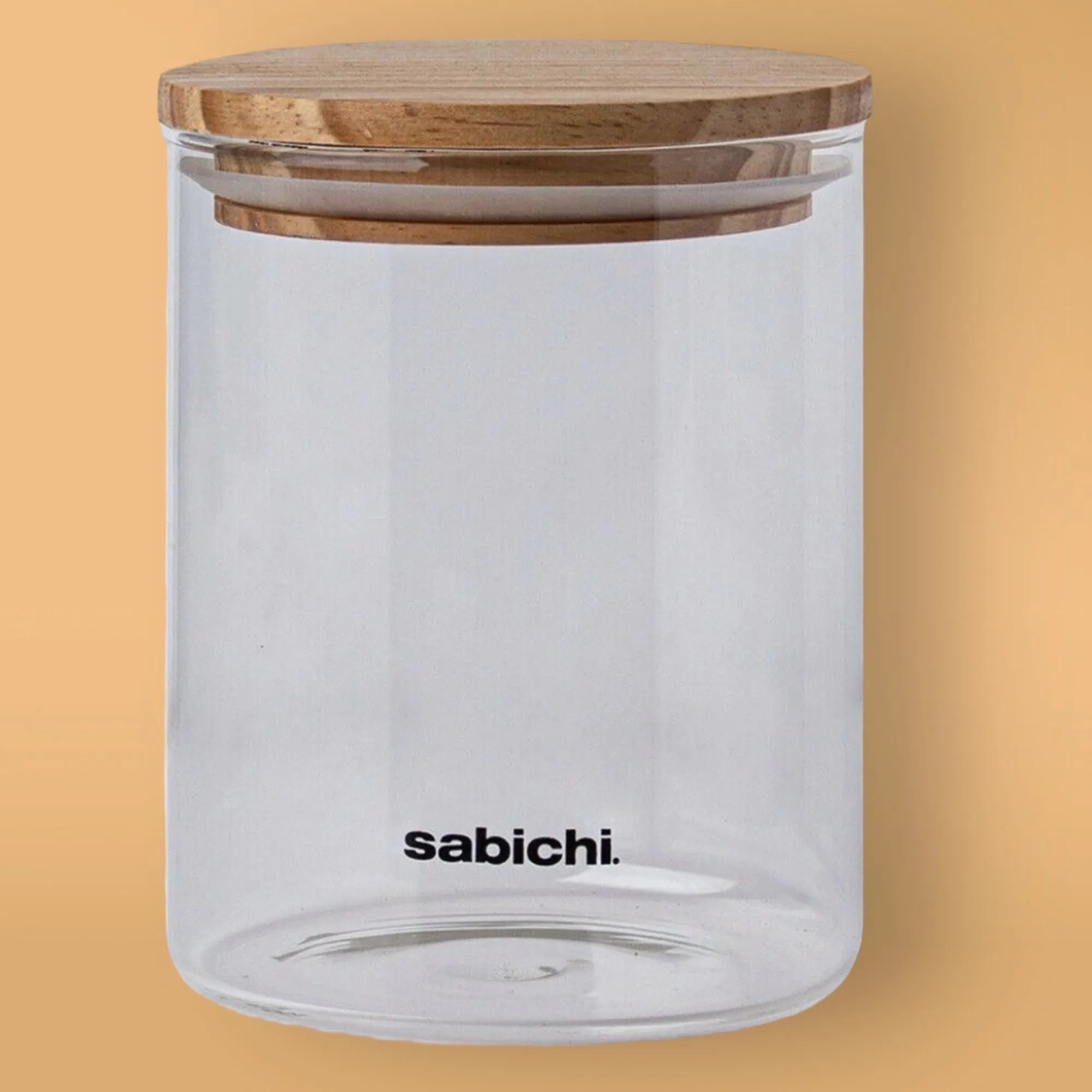 Large Clear Airtight Glass Canister 900ml/1.2L Kitchen Storage Jar with Wood Lid
