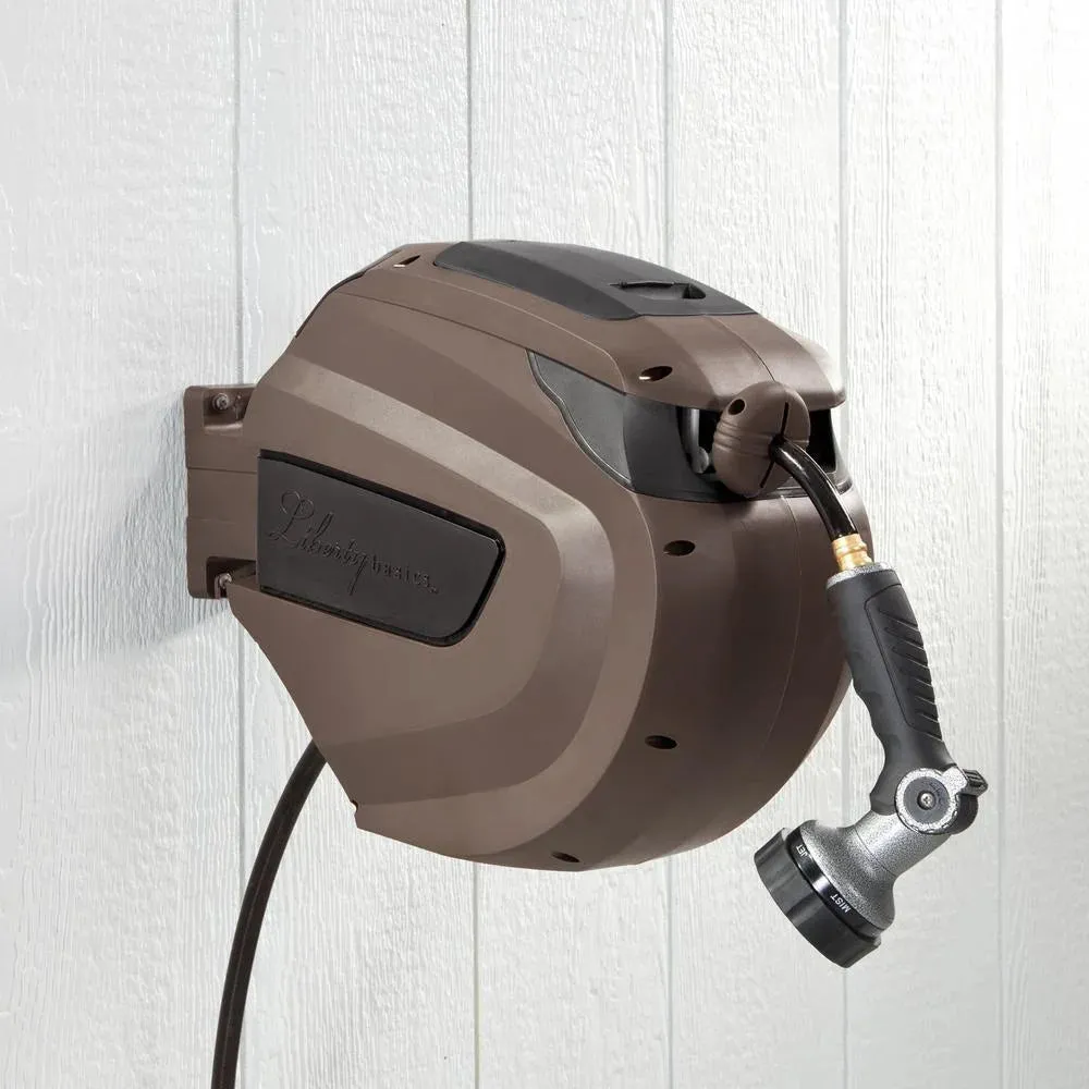 Liberty Garden 65-Foot Heavy-Duty Durable Mountable Retractable Garden Hose Reel